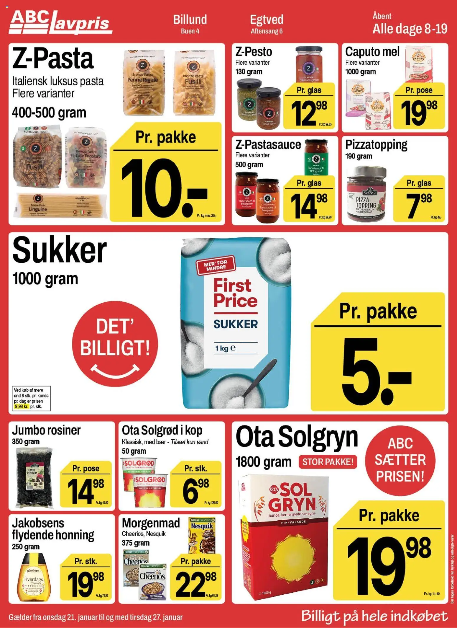 Abc Lavpris tilbudsavis – gyldig fra 21.01.2026 | Side: 7 | Produkter: Pizza, Honning, Sukker, Oregano