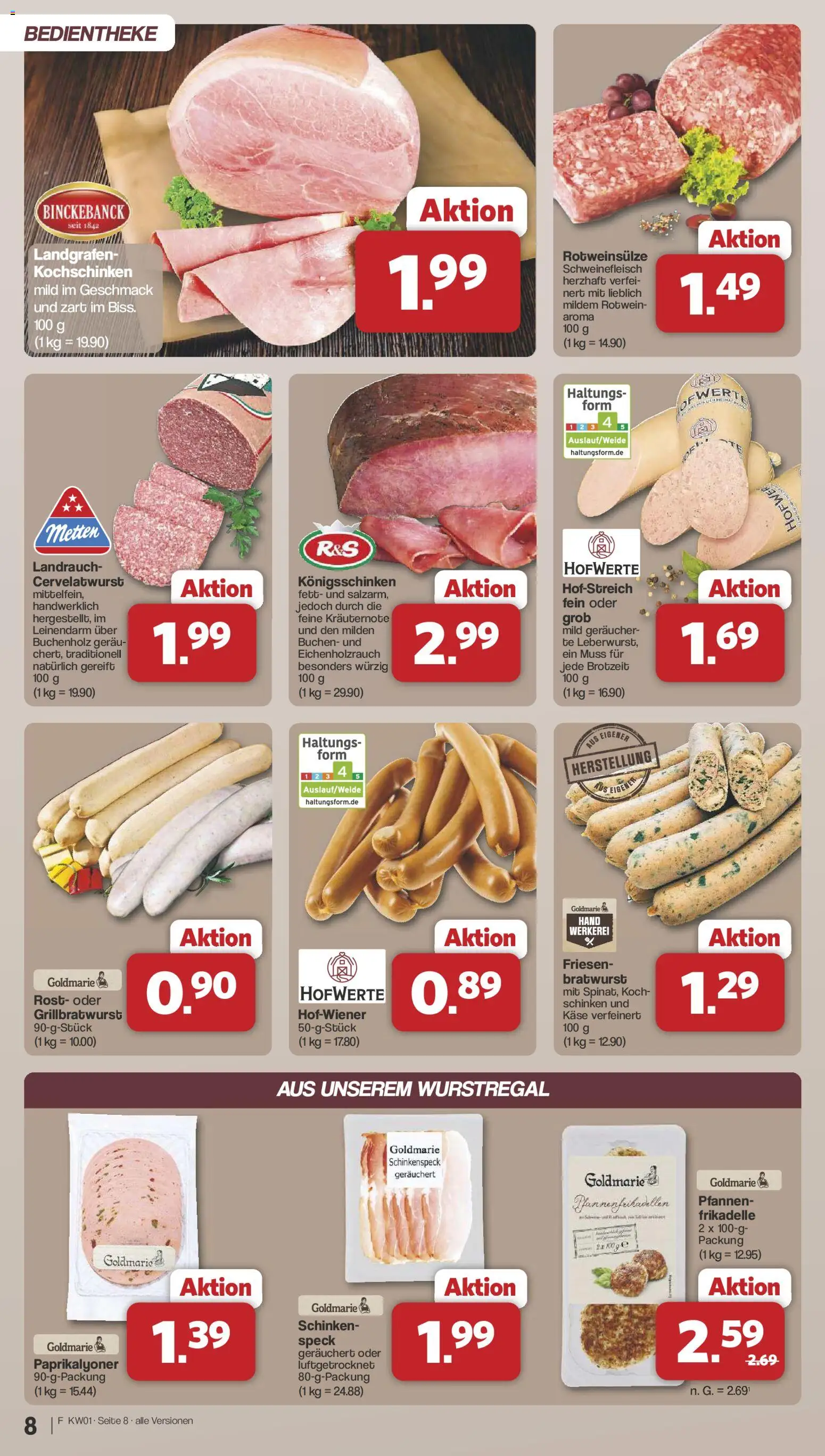 Famila Nordwest Prospekt 	 – gültig ab 29.12.2025 | Seite: 8 | Produkte: Käse, Rotwein, Bratwurst, Schweinefleisch