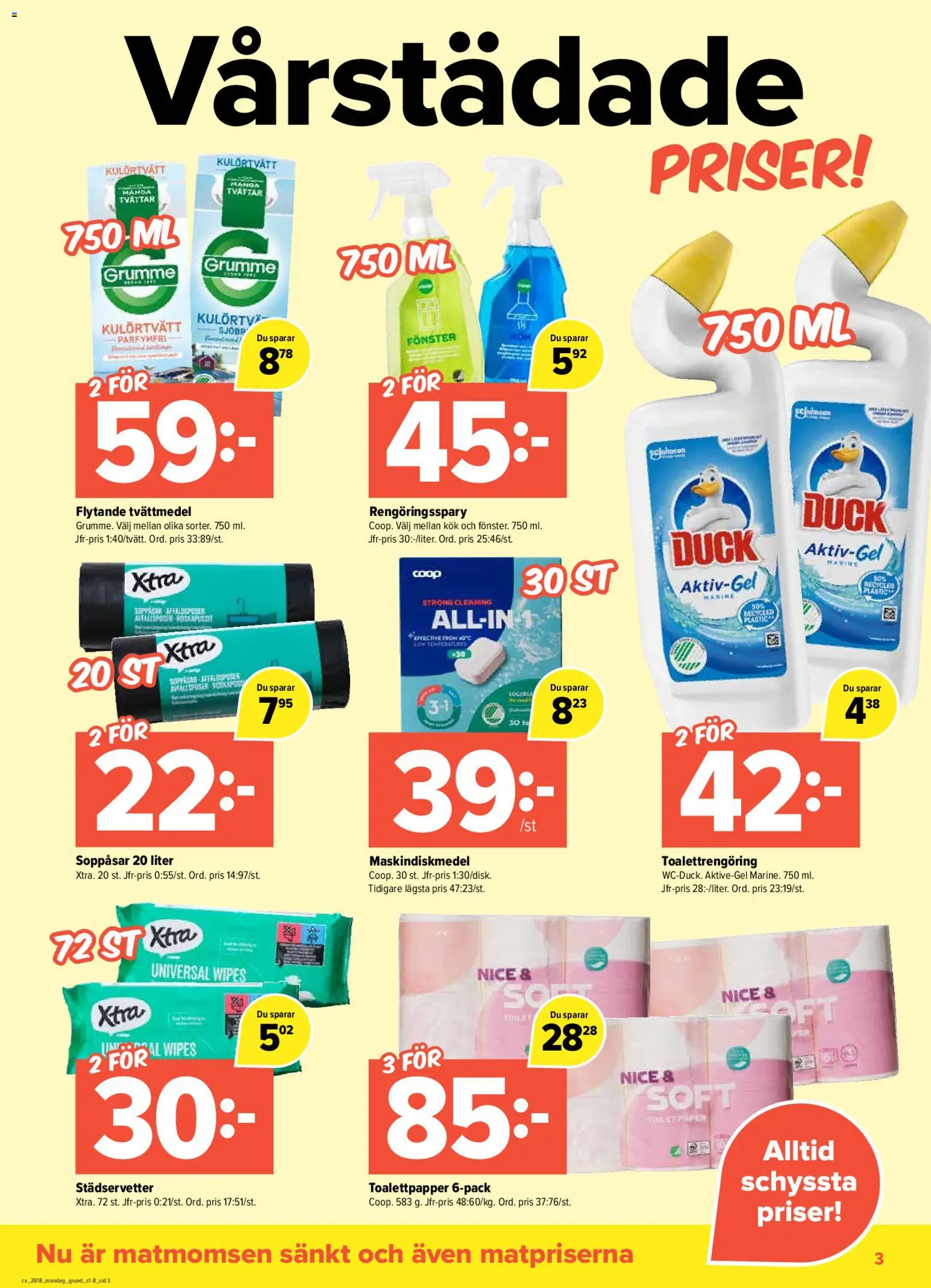 Coop X:-TRA reklamblad aktuell från 27.04.2026 | Sida: 3 | Produkter: Tvättmedel, Toalettpapper