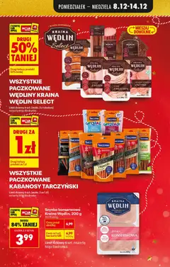 Pogląd oferty "Szynka konserwowa Kraina Wędlin, 200 g, Szynka konserwowa" - ważna od 08.12.2025 | Strona: 11 | Produkty: Kiełbasa, Schab, Paluszki, Wędliny