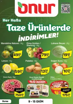 09.10.2025 tarihinden itibaren geçerli olan Onur Market kataloğu önizlemesi