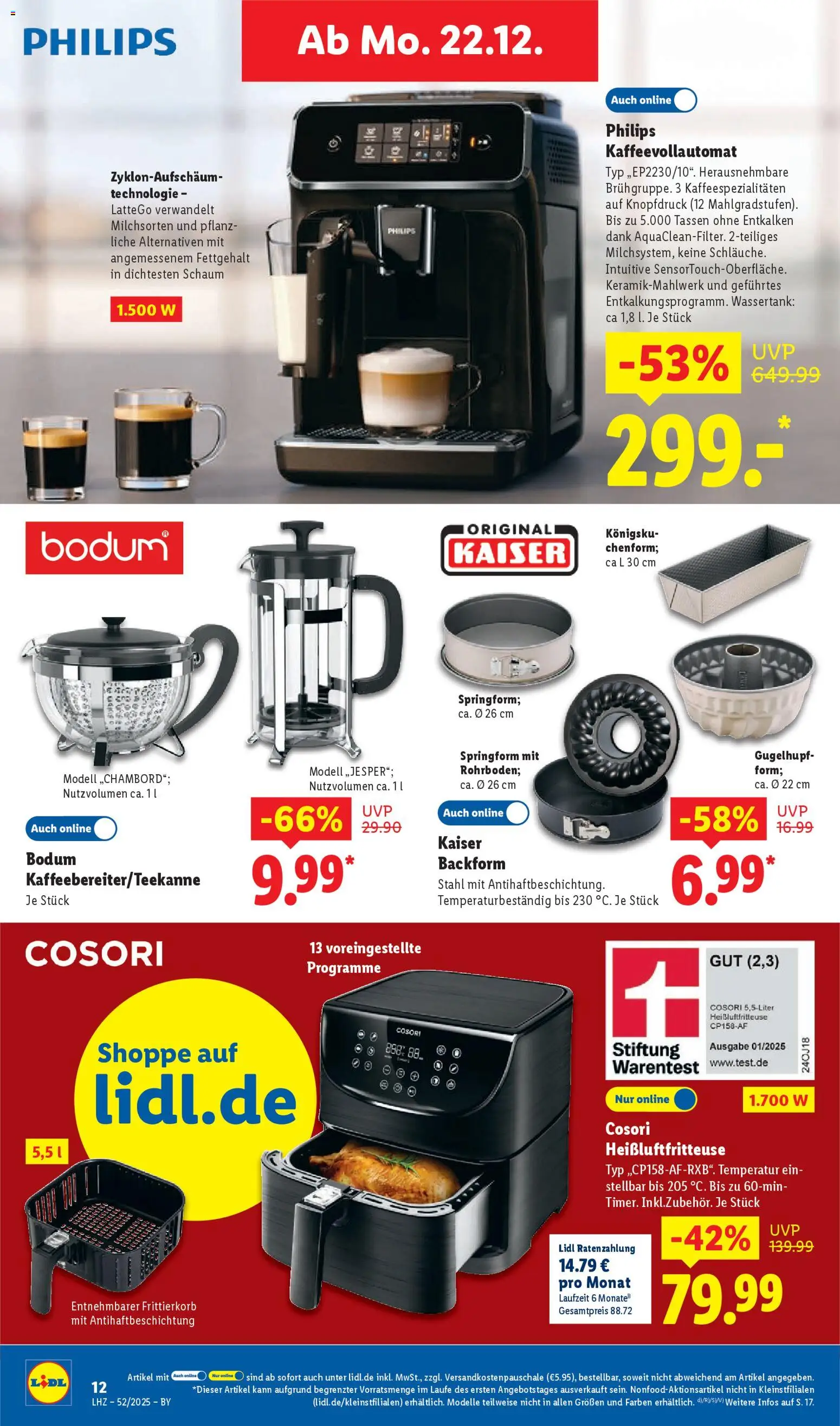 Lidl Prospekt Uffenheim – gültig ab 22.12.2025 | Seite: 22 | Produkte: Philips, Kaffeevollautomat, Heißluftfritteuse