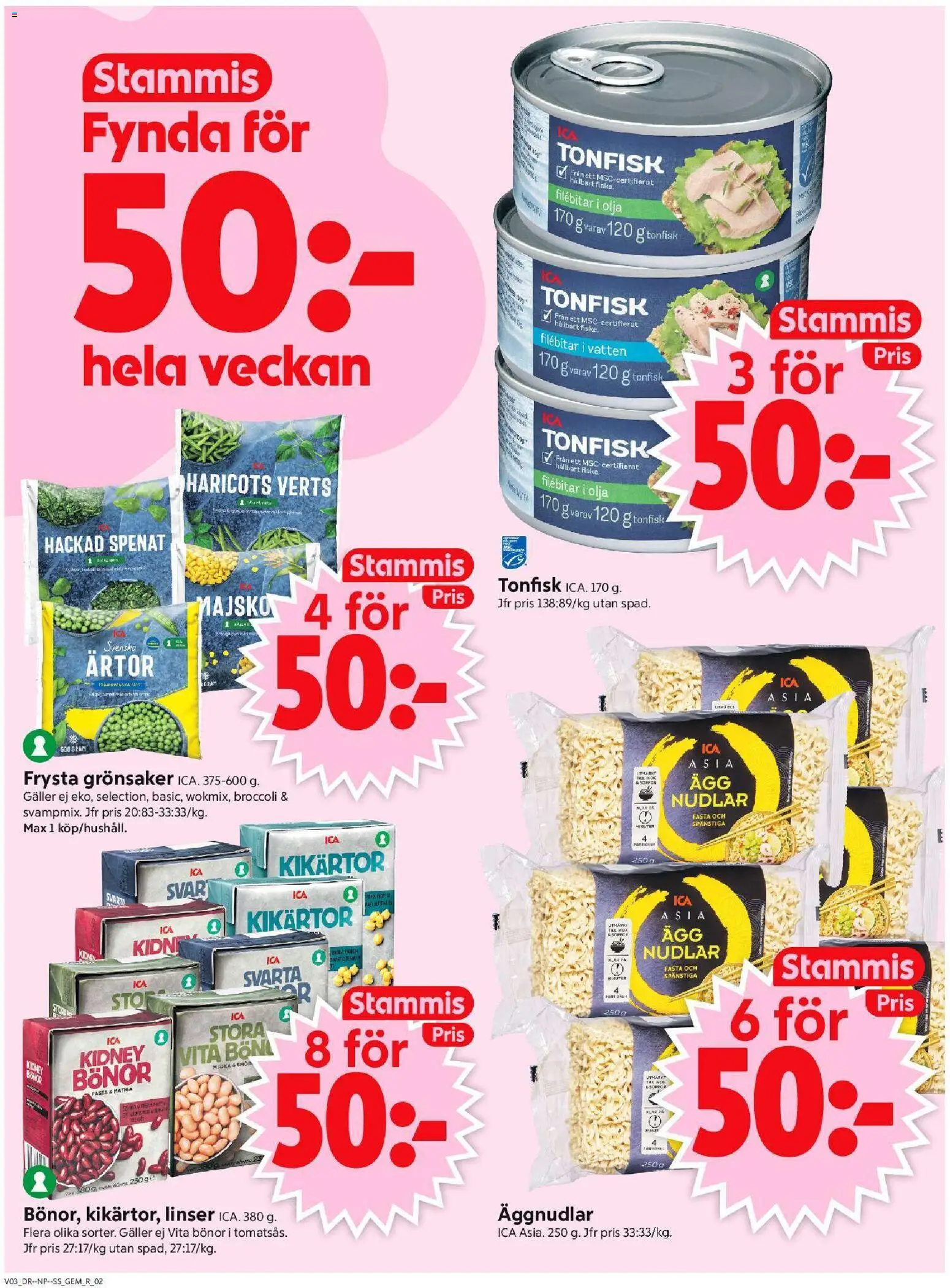 ICA Supermarket reklamblad aktuell från 12.01.2026 | Sida: 2 | Produkter: Linser, Spenat, Tonfisk, Ärtor