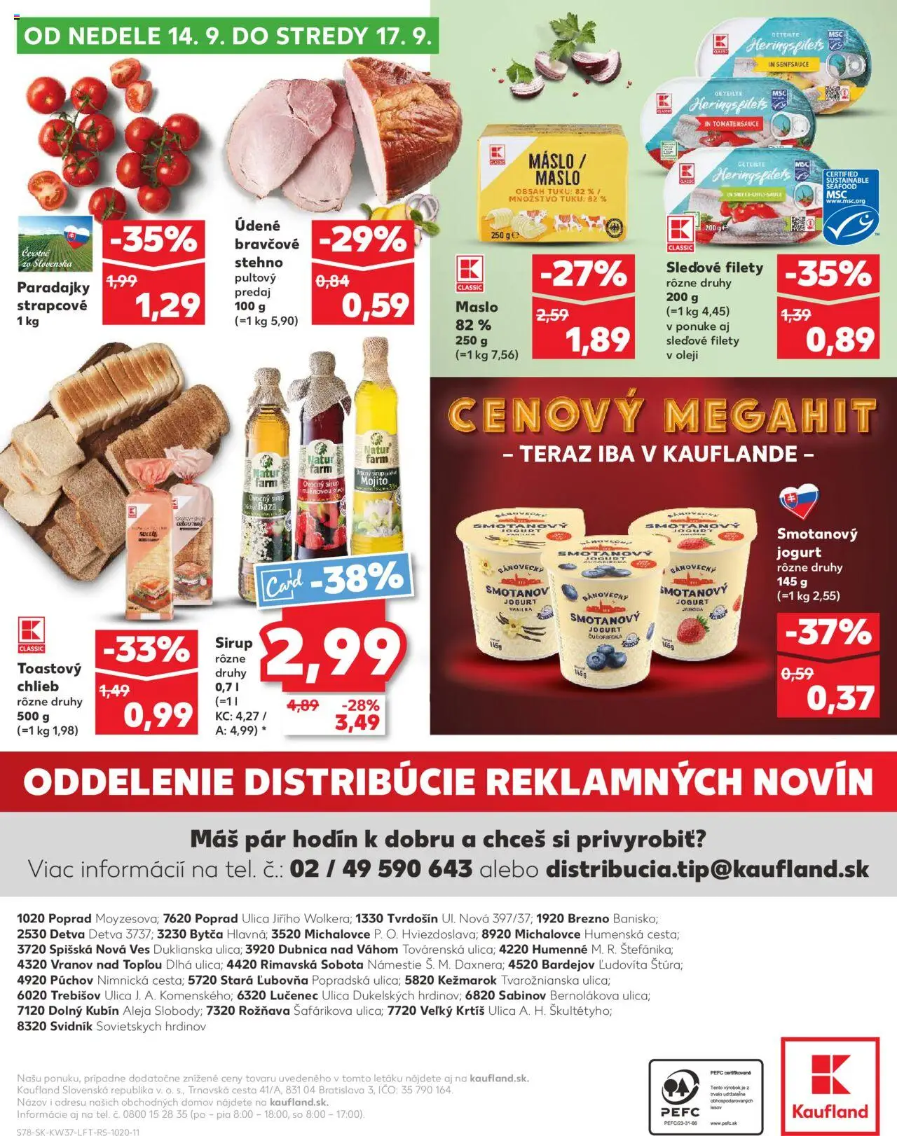 Nové Kaufland akcie – leták je platný od 11.09.2025 | Strana: 78 | Produkty: Maslo, Jogurt, Chlieb, Paradajky