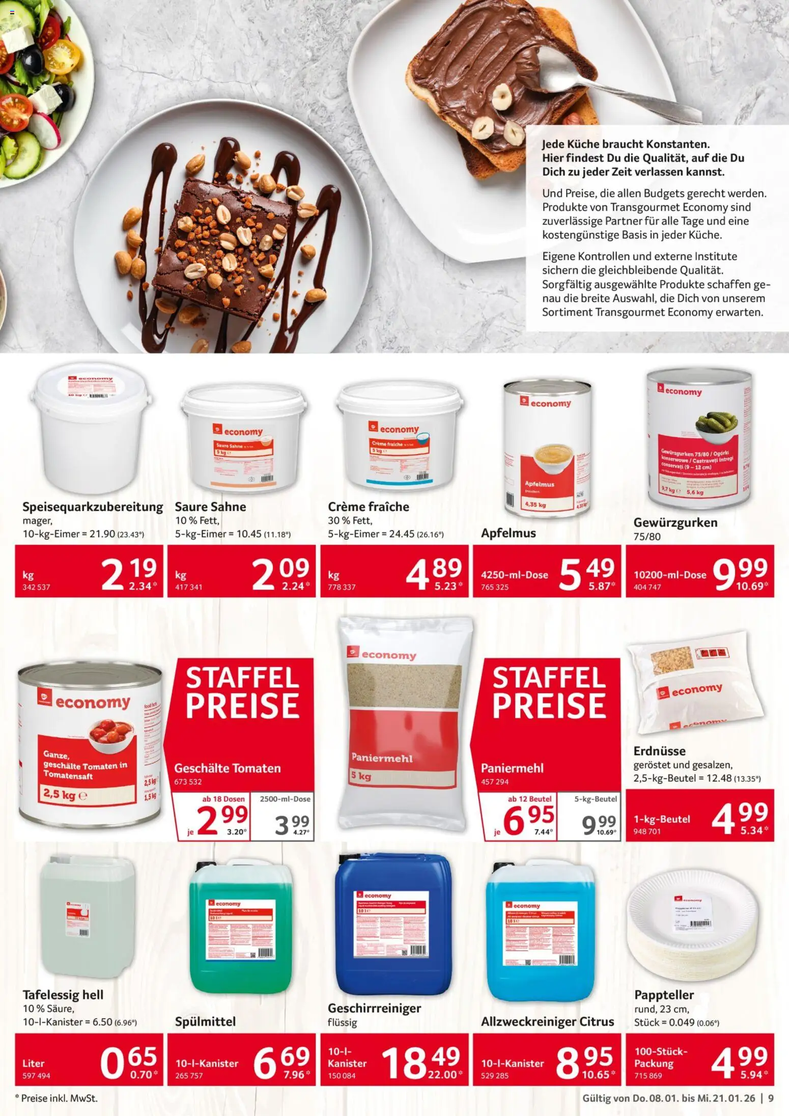 Selgros Gastronomie – gültig ab 08.01.2026 | Seite: 9 | Produkte: Erdnüsse, Küche, Tomaten, Creme