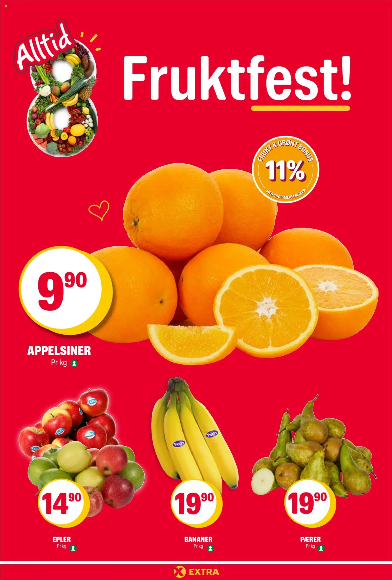 {H1} | Side: 8 | Produkter: Epler, Appelsiner, Bananer, Pærer