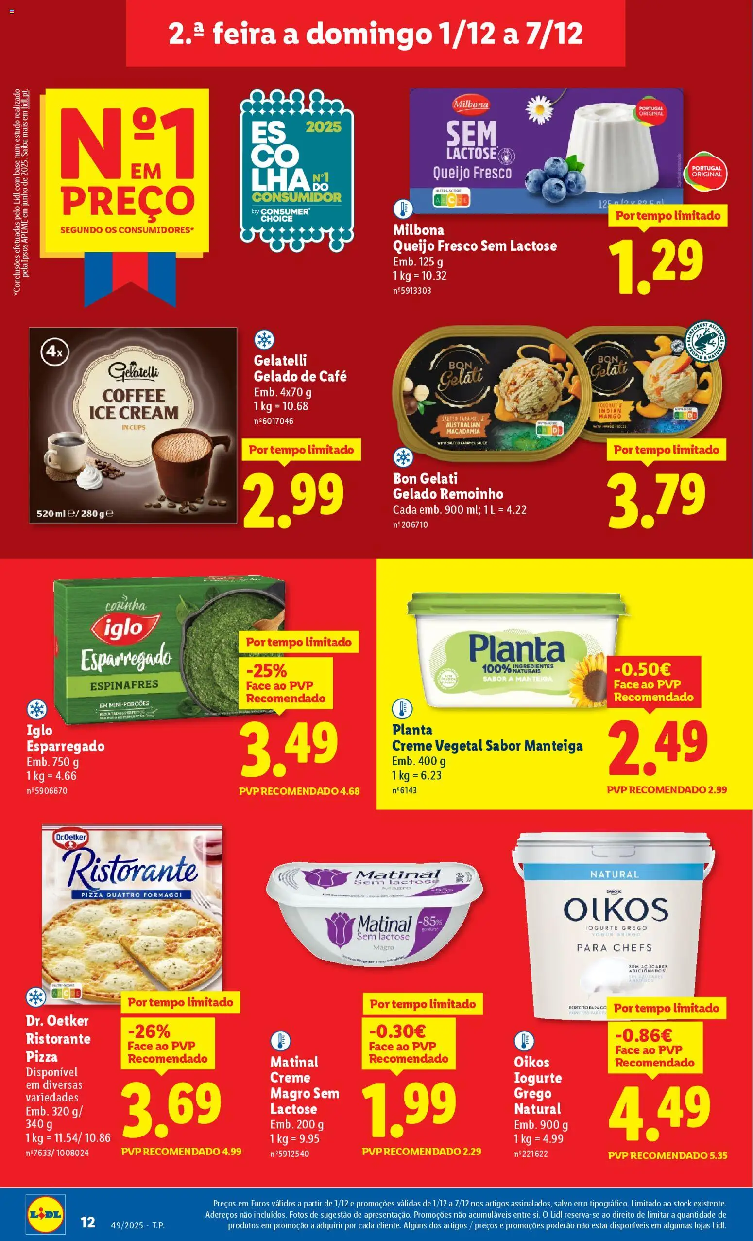 Lidl folheto │ válido de 01.12.2025 | Página: 12 | Produtos: Espinafres, Gelado, Café, Creme