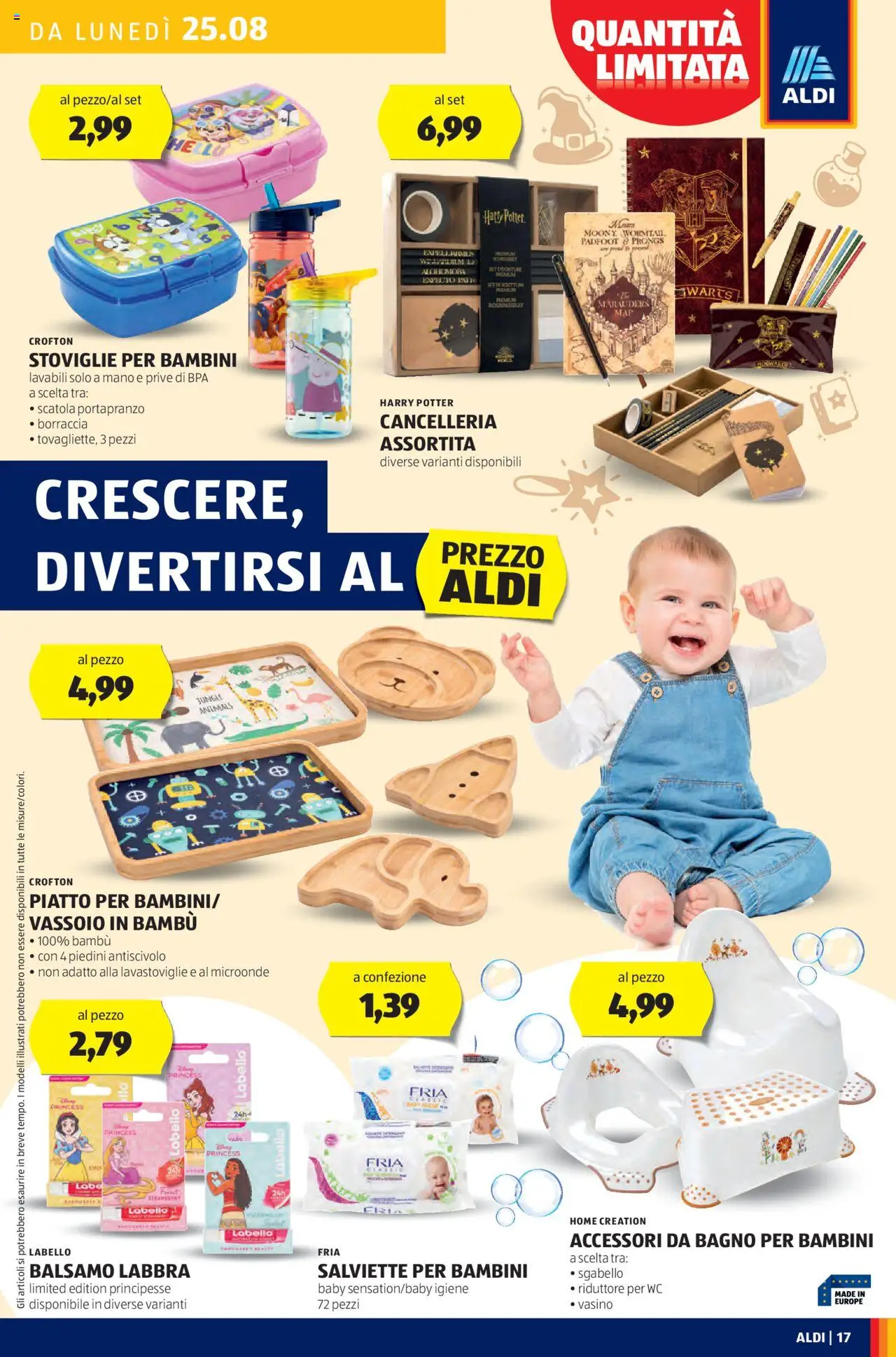 Volantino Aldi del 25.08.2025 | Pagina: 17 | Prodotti: Balsamo, Sgabello, Vassoio, WC
