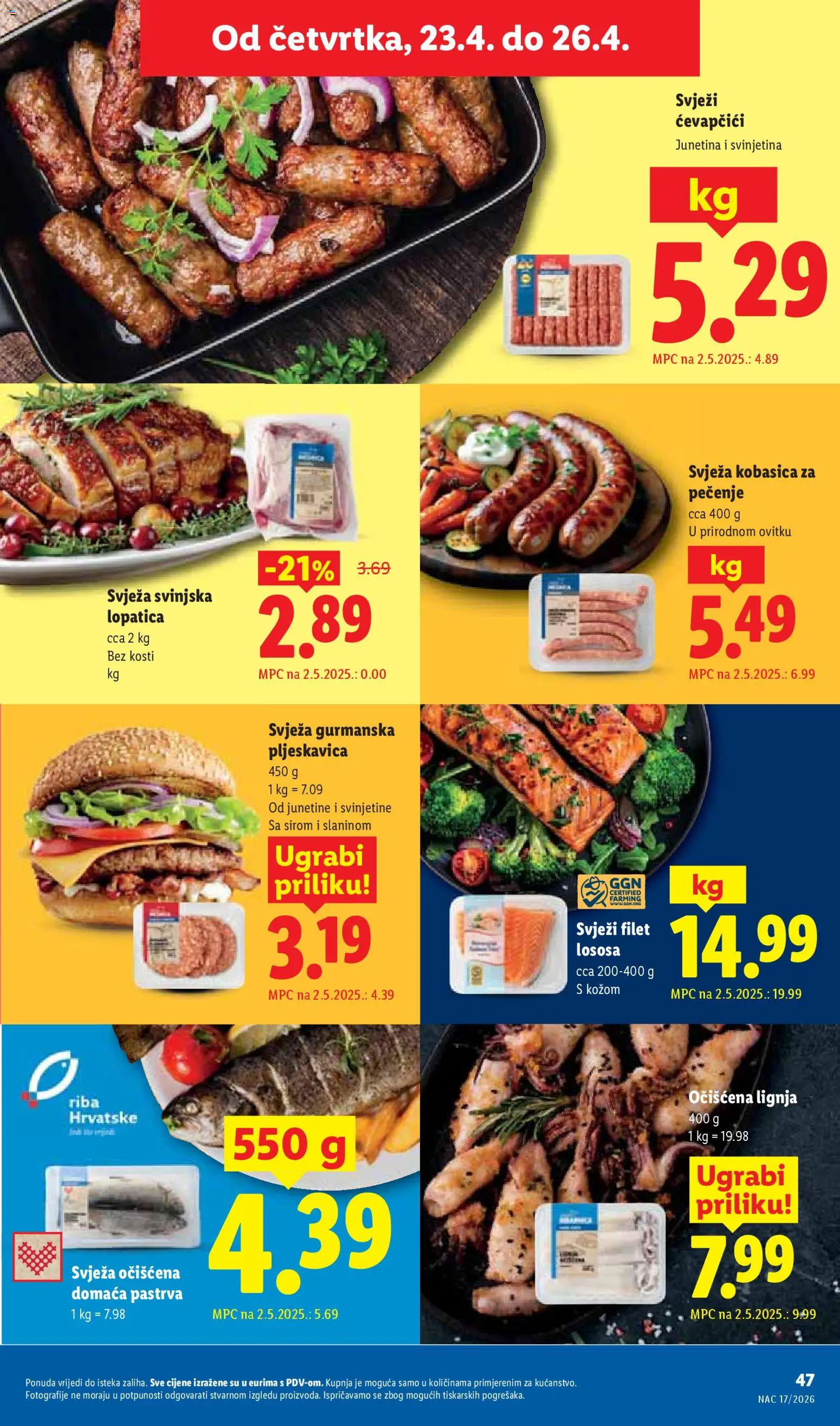 Lidl katalog | vrijedi od 20.04.2026 | Stranica: 47 | Proizvodi: Svinjska lopatica, Junetina, Svinjetina, Riba