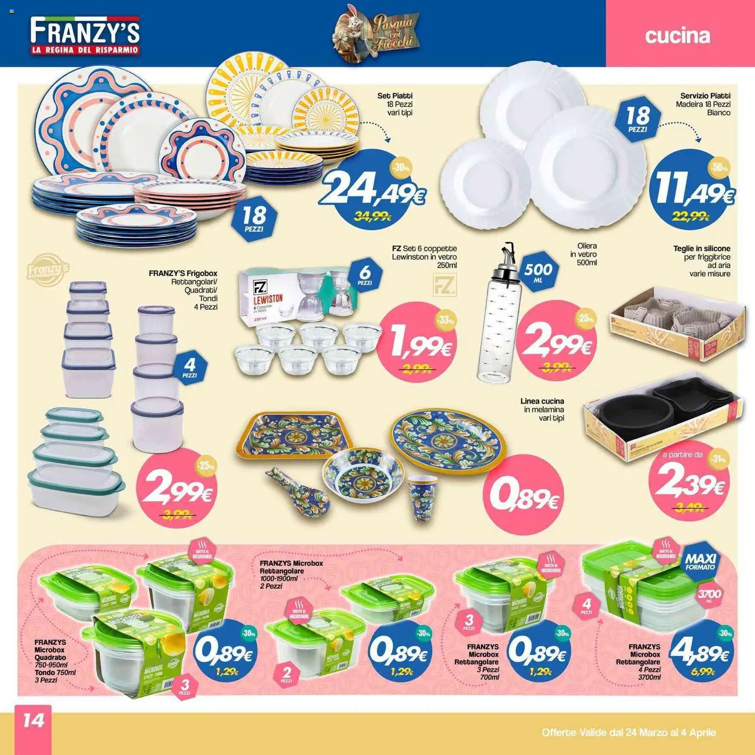 Volantino Franzy's del 24.03.2026 | Pagina: 14 | Prodotti: Microonde, Fiocchi, Silicone, Friggitrice