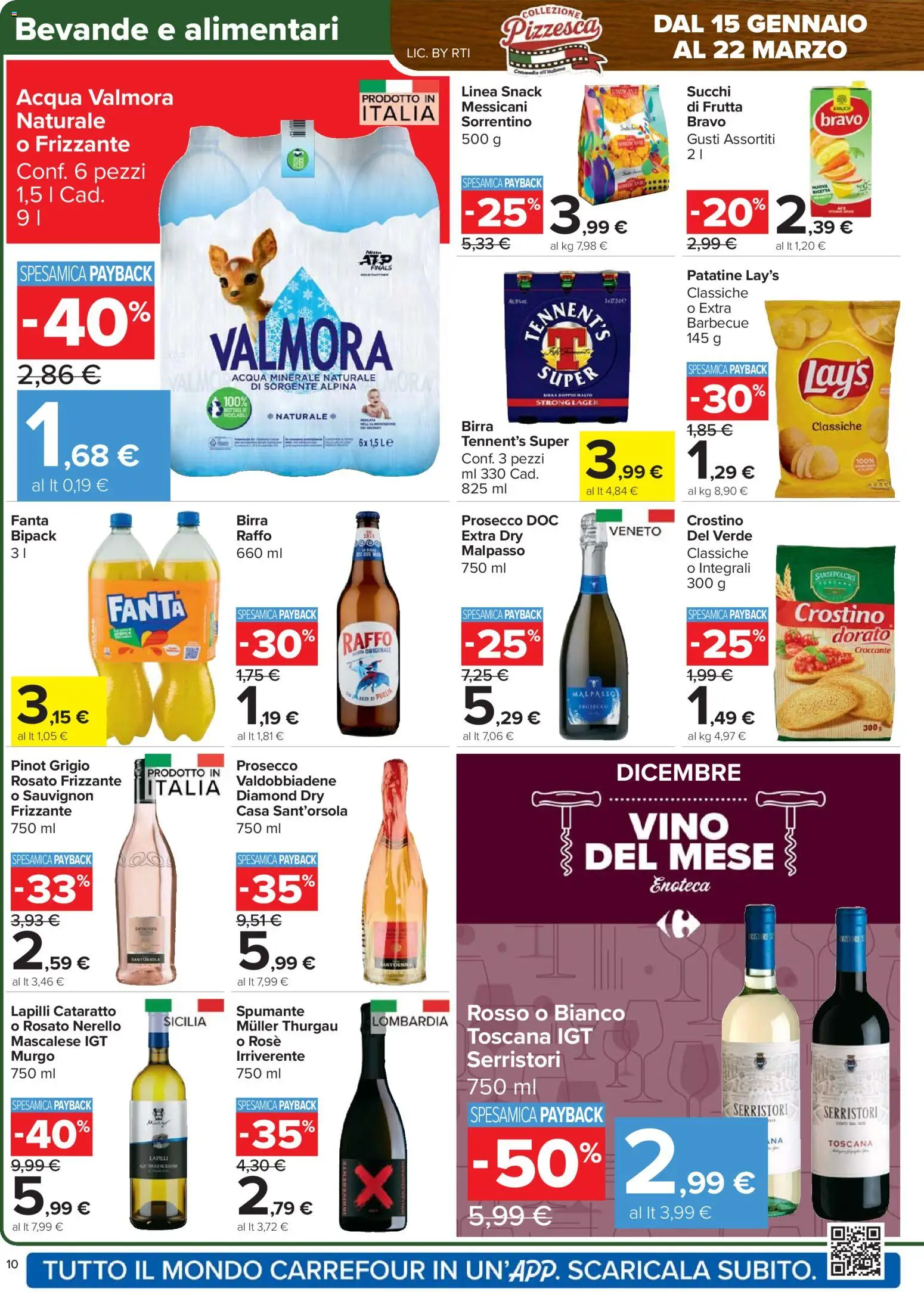 Volantino Carrefour del 15.01.2026 | Pagina: 10 | Prodotti: Tennent's, Prosecco, Frutta, Vino