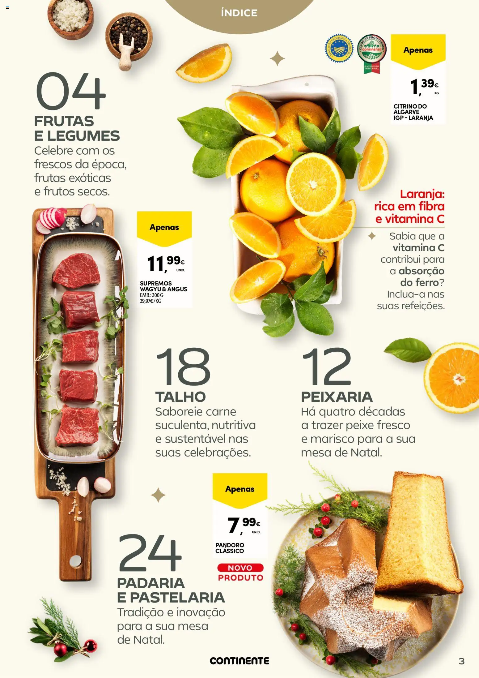 Continente - Frescos: Mais tempo à mesa com todos │ válido de 16.12.2025 | Página: 3 | Produtos: Ferro, Padaria, Mesa, Carne