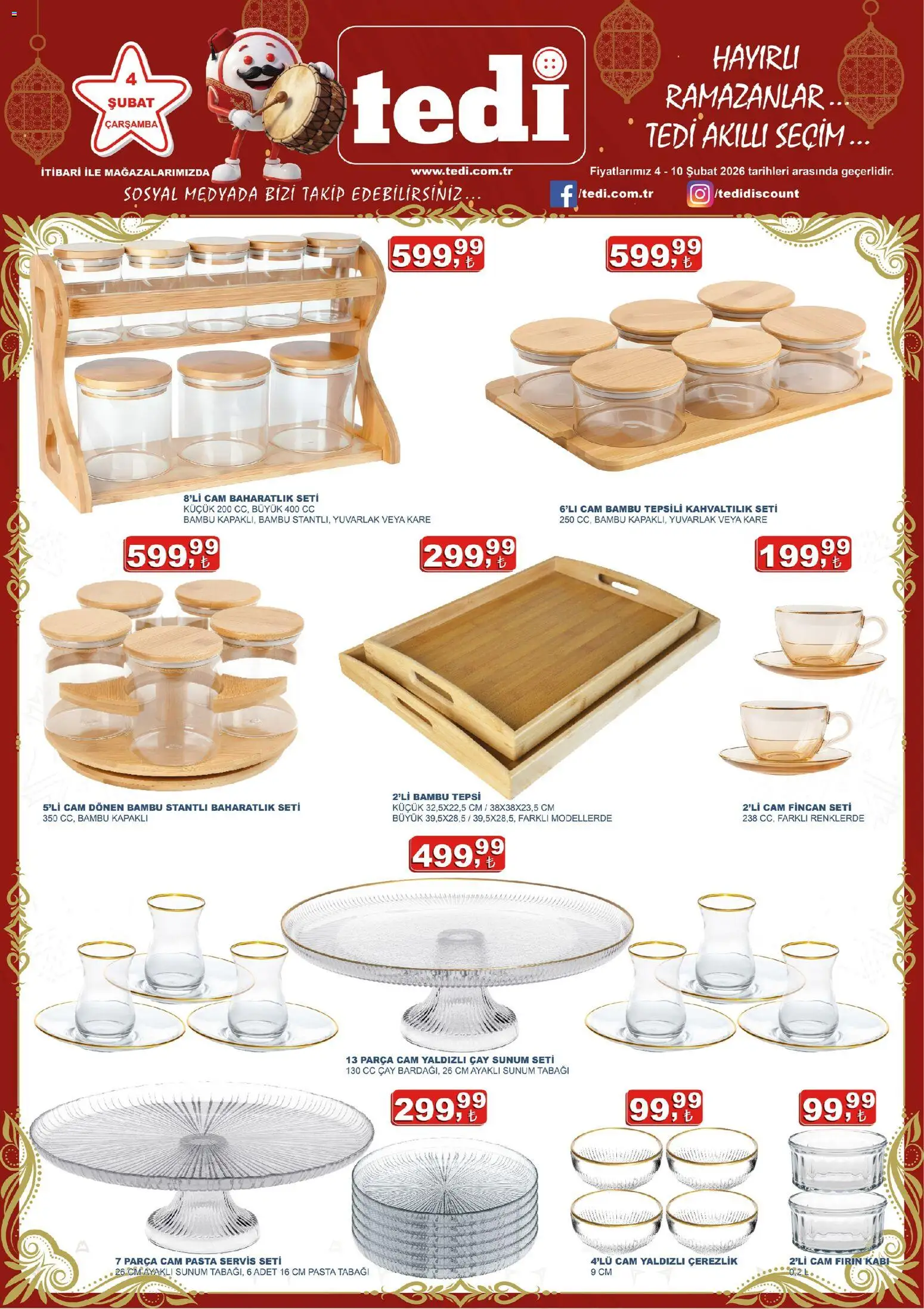 Tedi  - Katalog - 04.02.2026 tarihinden itibaren geçerlidir | Sayfa: 1 | Ürünler: Baharatlık, Çay, Tepsi, Fırın