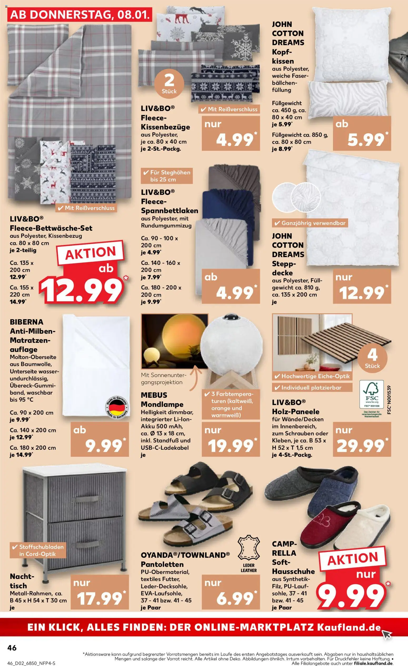 Kaufland prospekt Stuttgart	 – gültig ab 08.01.2026 | Seite: 46 | Produkte: Kissen, Tisch, Wasser, Hausschuhe