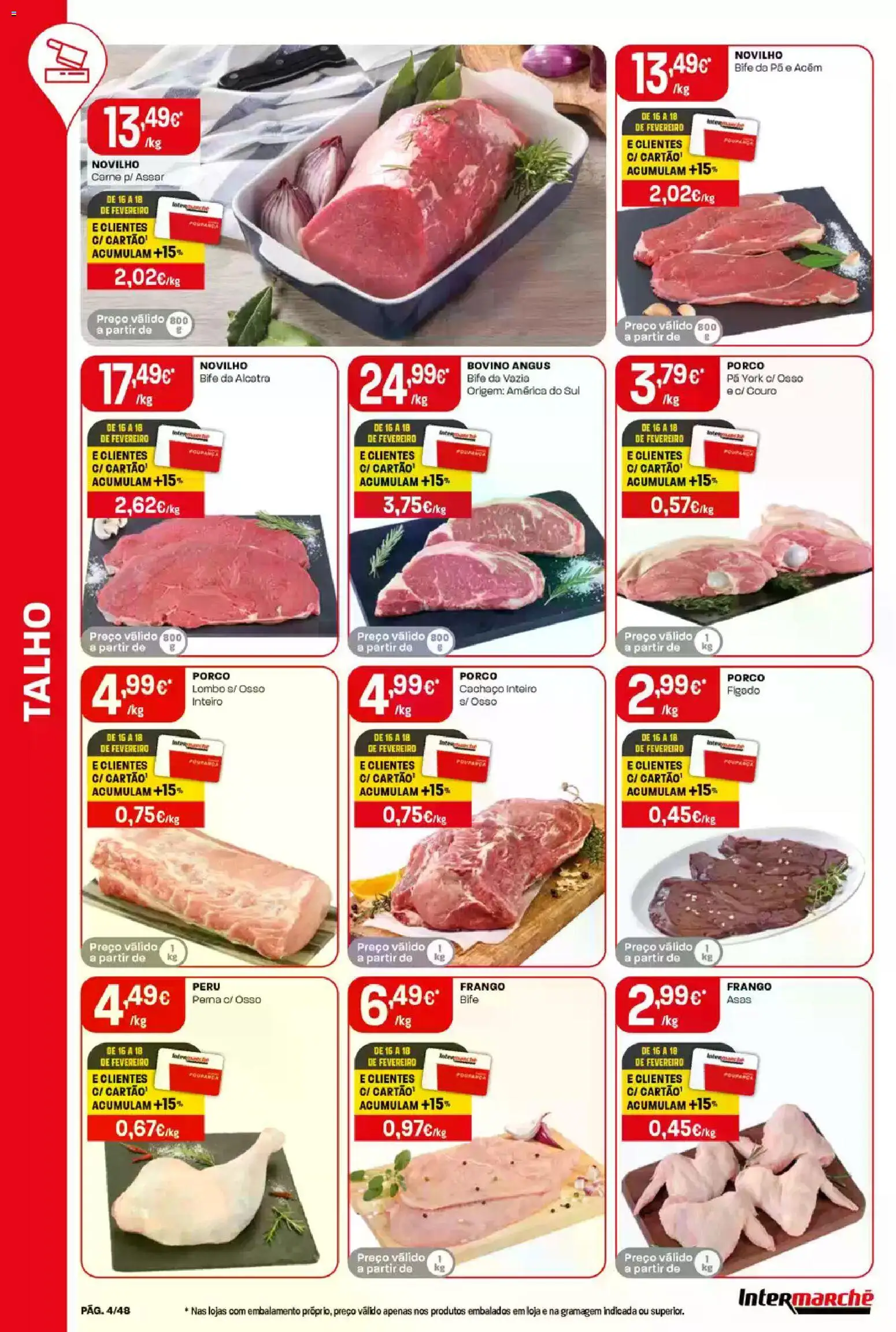 Intermarché folheto │ válido de 12.02.2026 | Página: 4 | Produtos: Frango, Peru, Carne, Pá