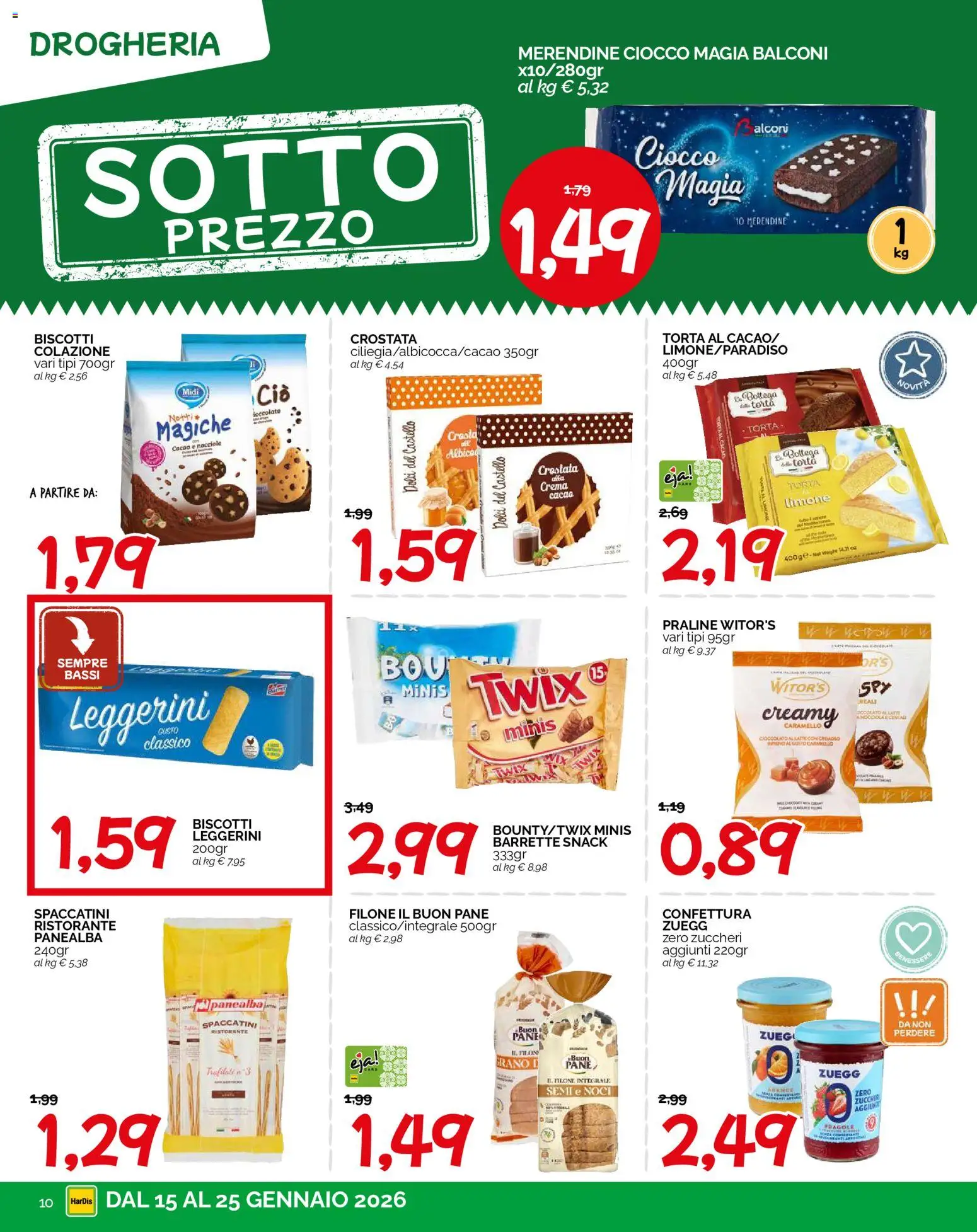 Volantino HarDis del 15.01.2026 | Pagina: 10 | Prodotti: Pane, Cioccolato, Latte, Nocciole