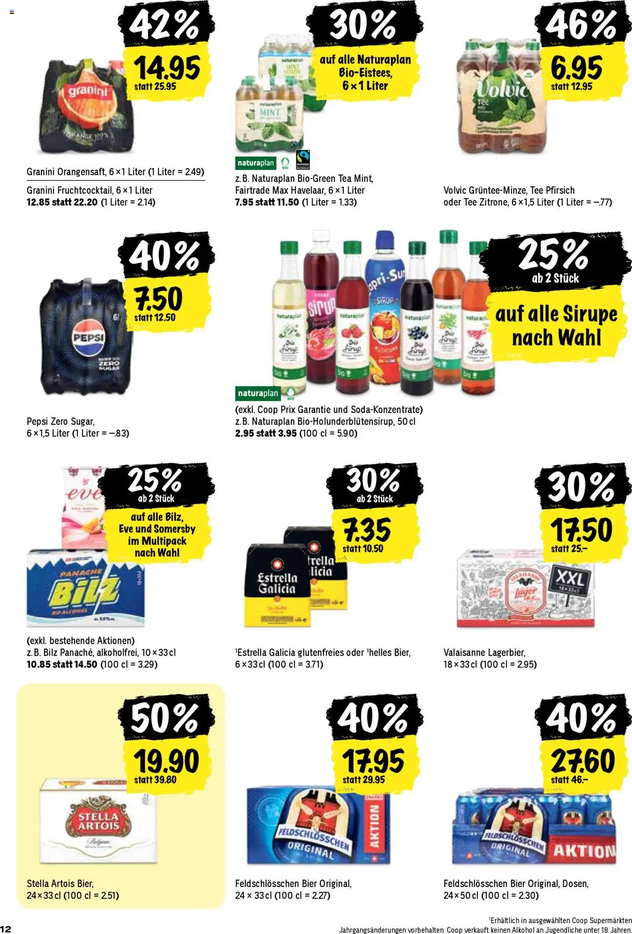 Coop Aktionen ab 07.08.2025 | Seite: 12 | Produkte: Ridge, Bier, Tee, Pfirsich