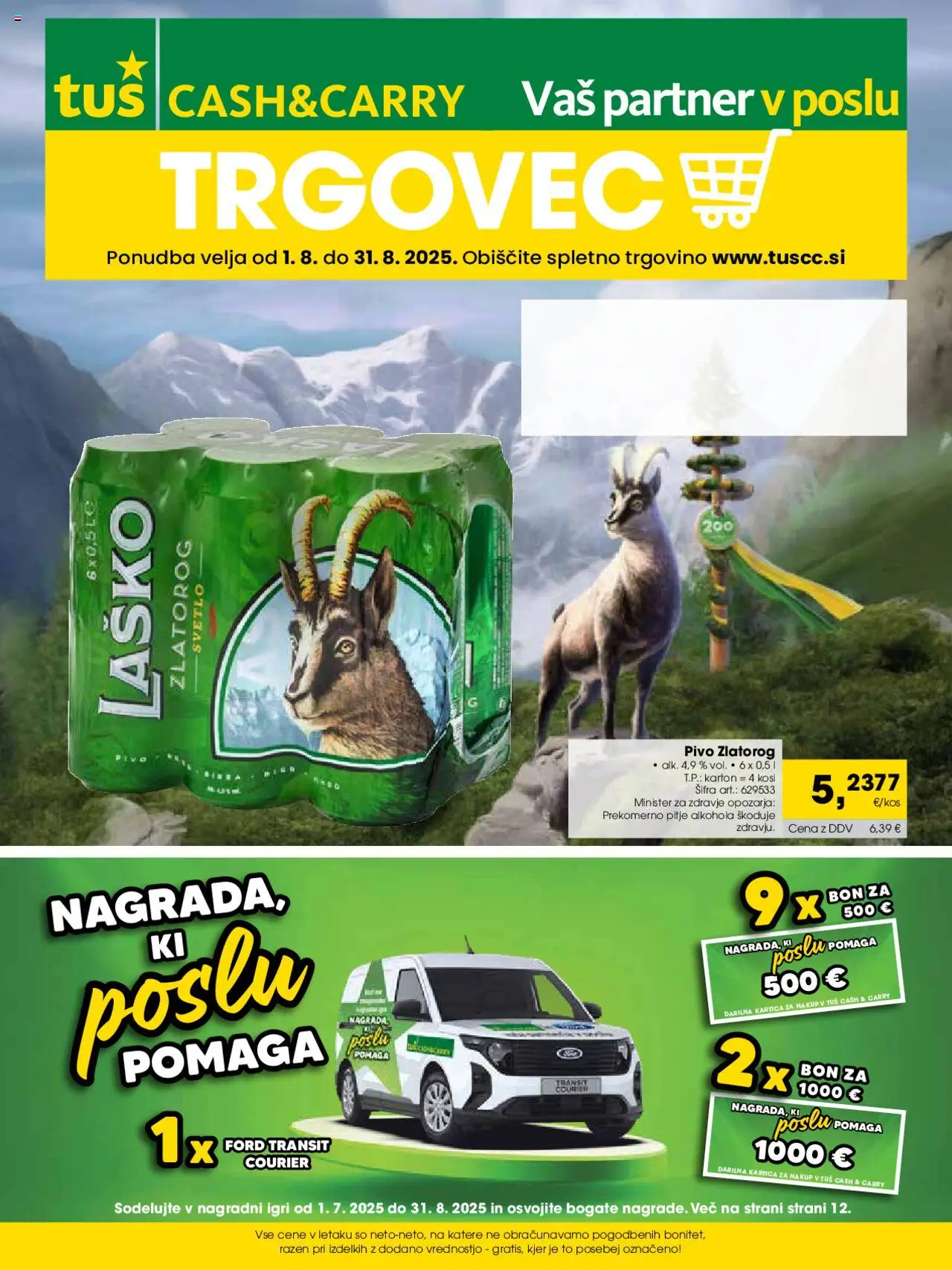 Tuš katalog cash & carry trgovec │ velja od 01.08.2025 | Stran: 1 | Izdelki: Pivo