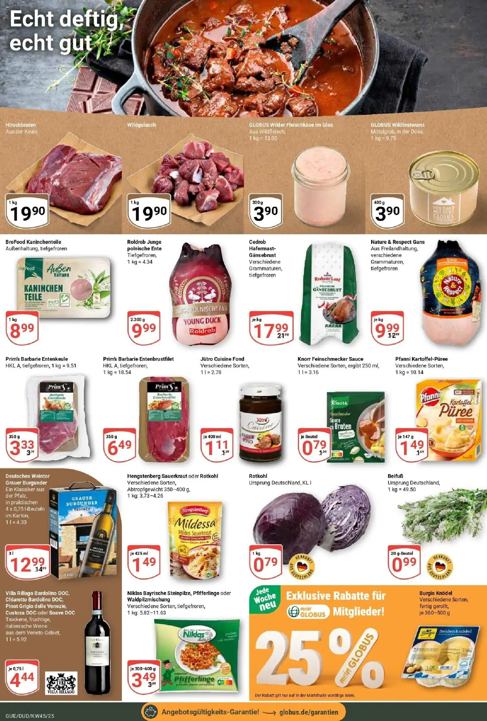 Globus prospekt Saarbrücken-Dudweiler	 (ab 02.11.2025) » Angebote online | Seite: 11 | Produkte: Rotkohl, Knorr, Pfifferlinge, Ente