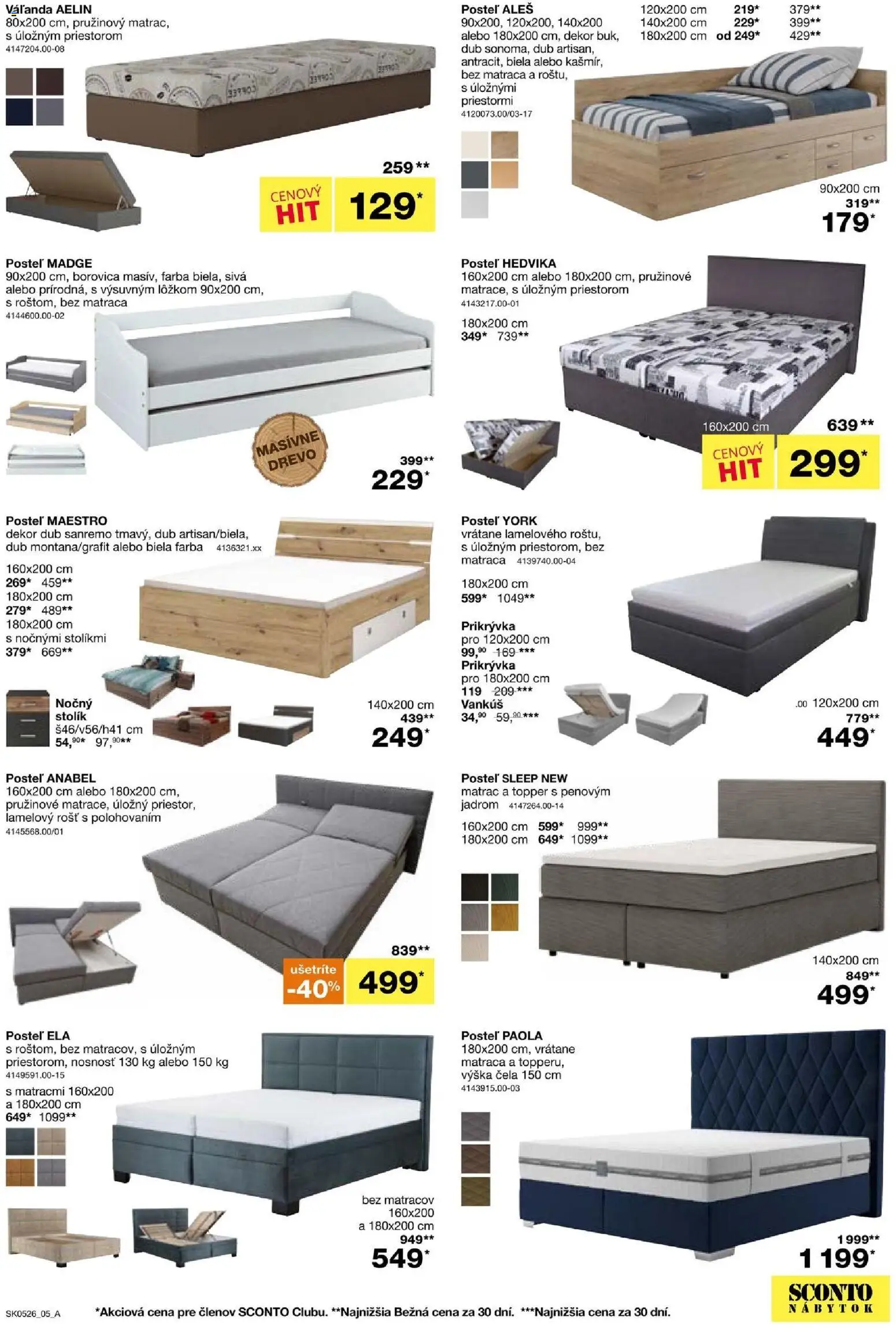Nové Sconto nábytok akcie – leták je platný od 25.03.2026 | Strana: 5 | Produkty: Nábytok, Matrac, Posteľ, Vankúš