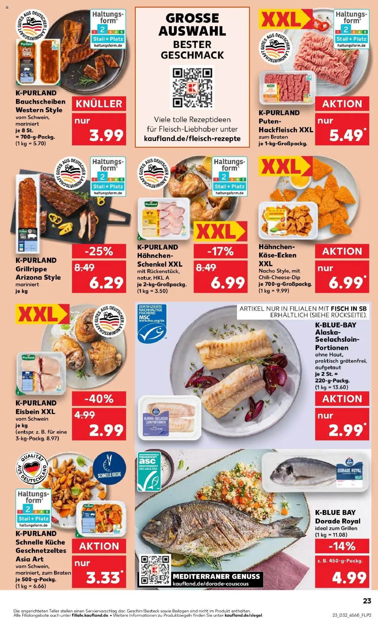 Kaufland prospekt Dorsten	 - gültig ab dem 07.08.2025 | Seite: 23 | Produkte: Dorade, Küche, Fisch, Hackfleisch