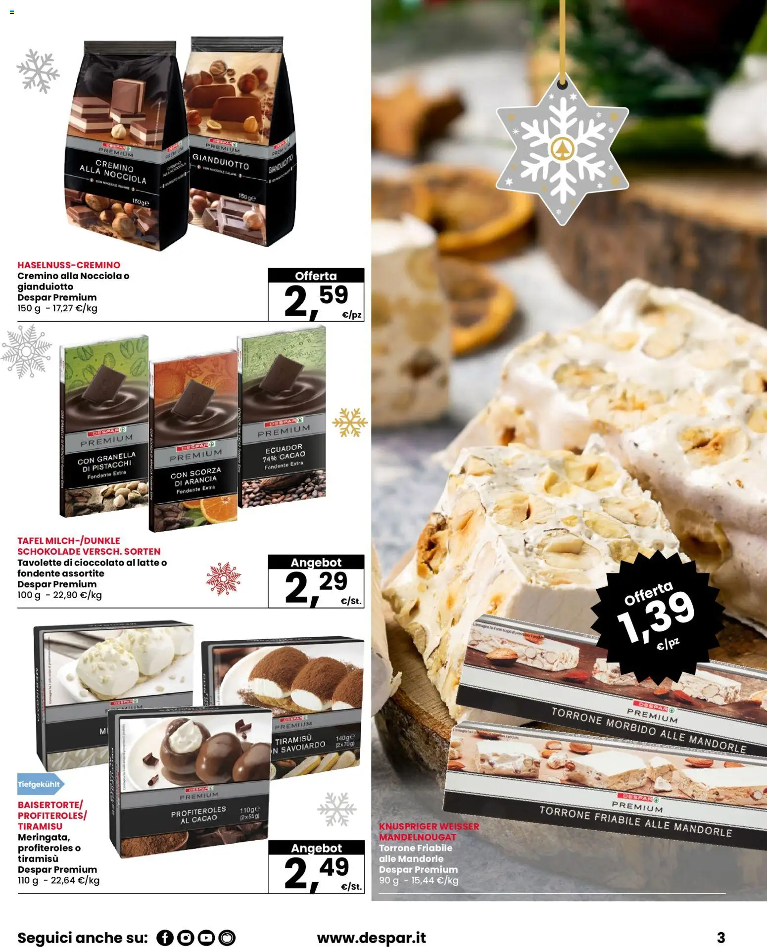 Volantino Eurospar del 04.12.2025 | Pagina: 3 | Prodotti: Latte, Mandorle, Pistacchi, Cacao