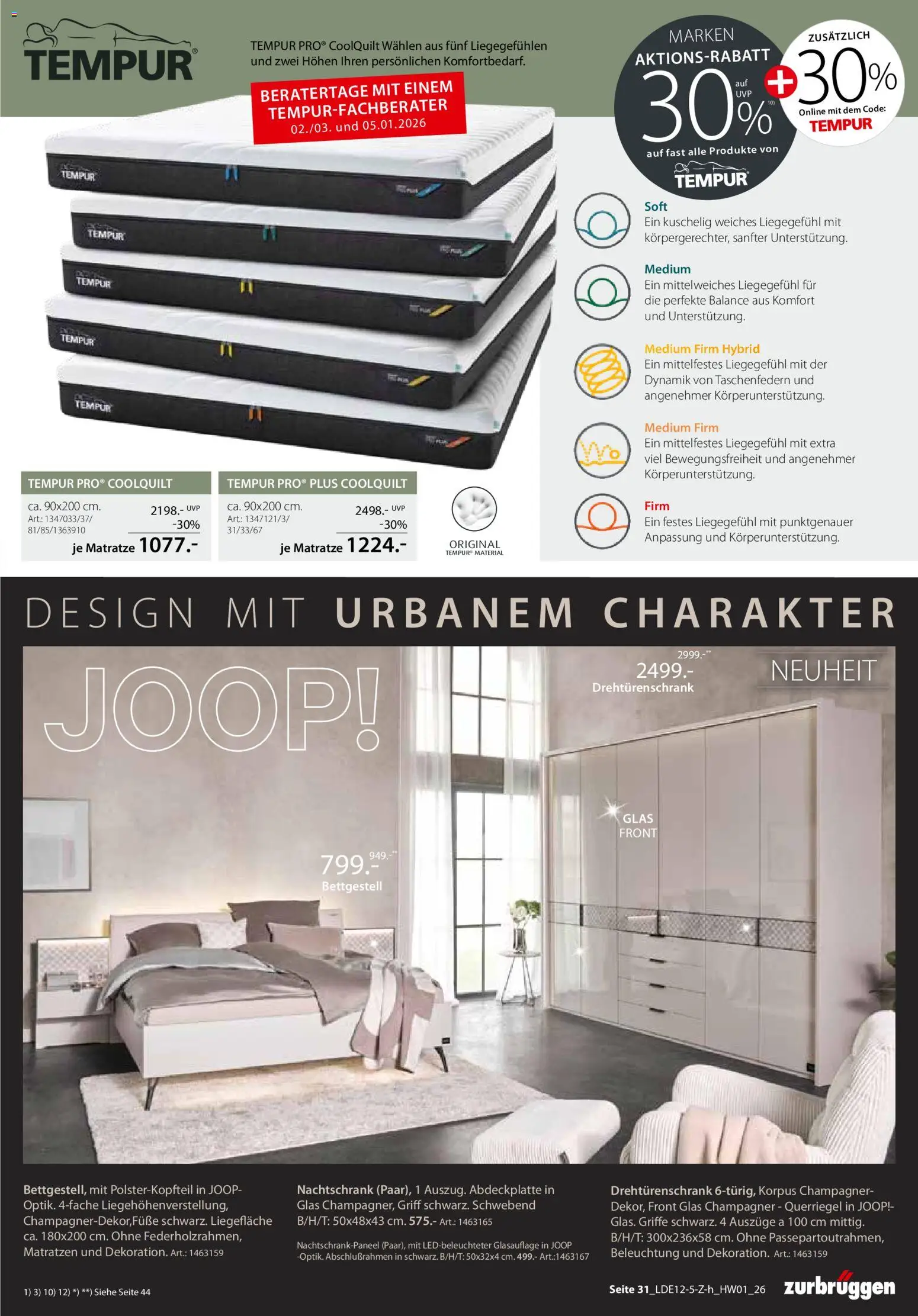 Zurbrüggen  Hochwert-Spezial – gültig ab 29.12.2025 | Seite: 43 | Produkte: Matratze, Drehtürenschrank
