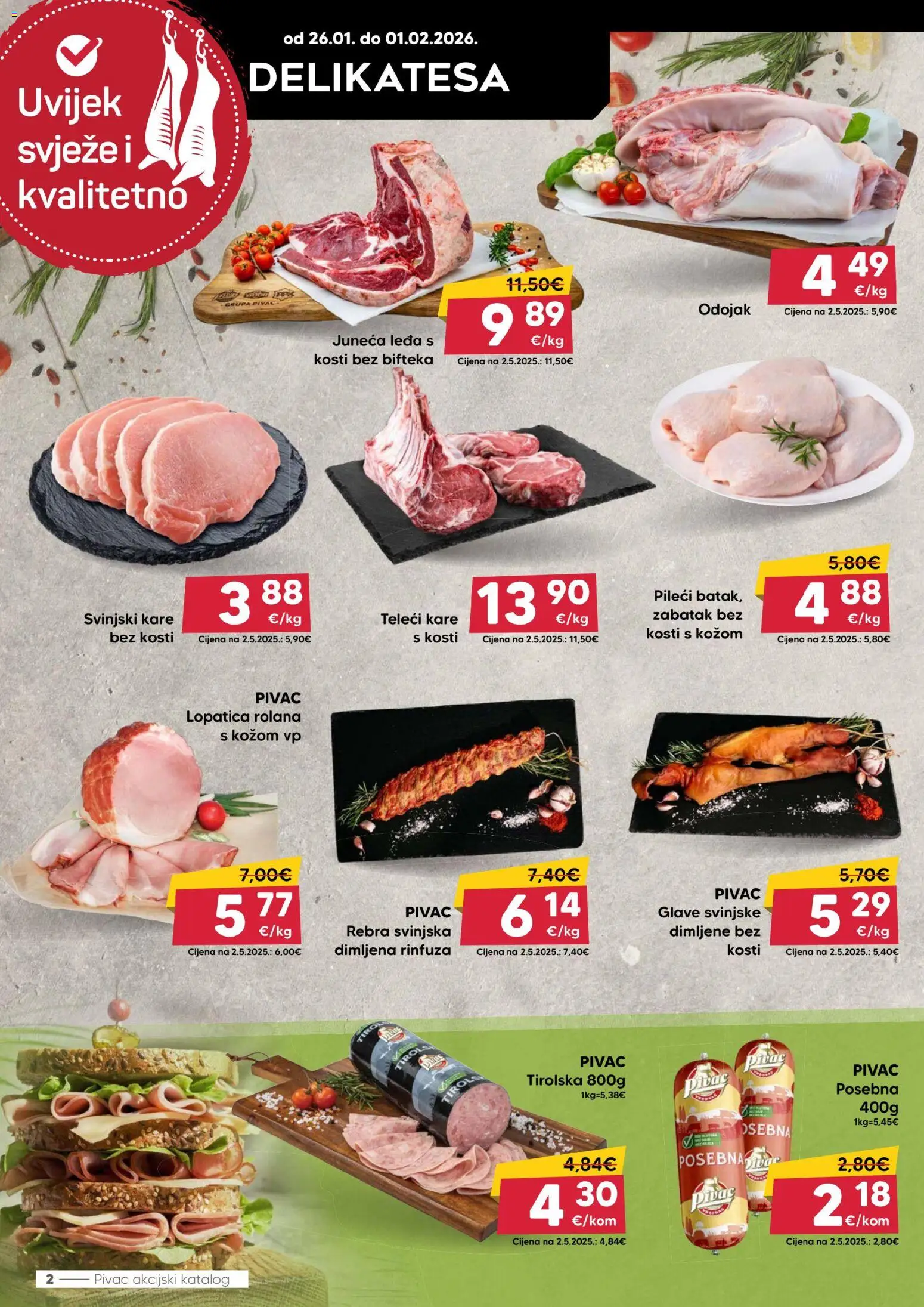 Pivac katalog | vrijedi od 26.01.2026 | Stranica: 2 | Proizvodi: Odojak, Svinjski kare, Lopatica