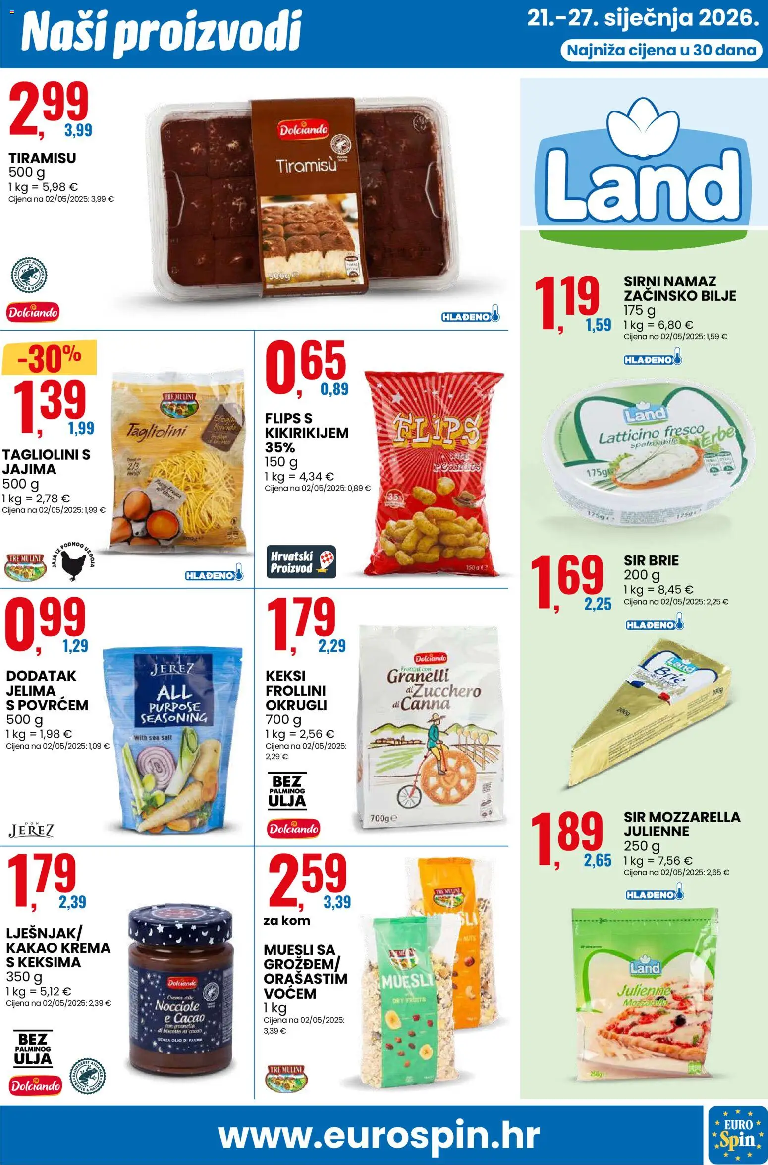Eurospin katalog | vrijedi od 21.01.2026 | Stranica: 11 | Proizvodi: Keksi, Sir, Jaja, Kakao