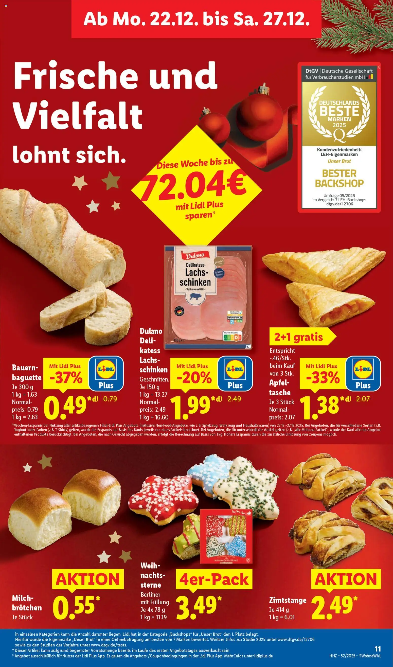 Lidl Prospekt Gundelsheim – gültig ab 22.12.2025 | Seite: 19 | Produkte: Berliner, Äpfel, Baguette, Brot
