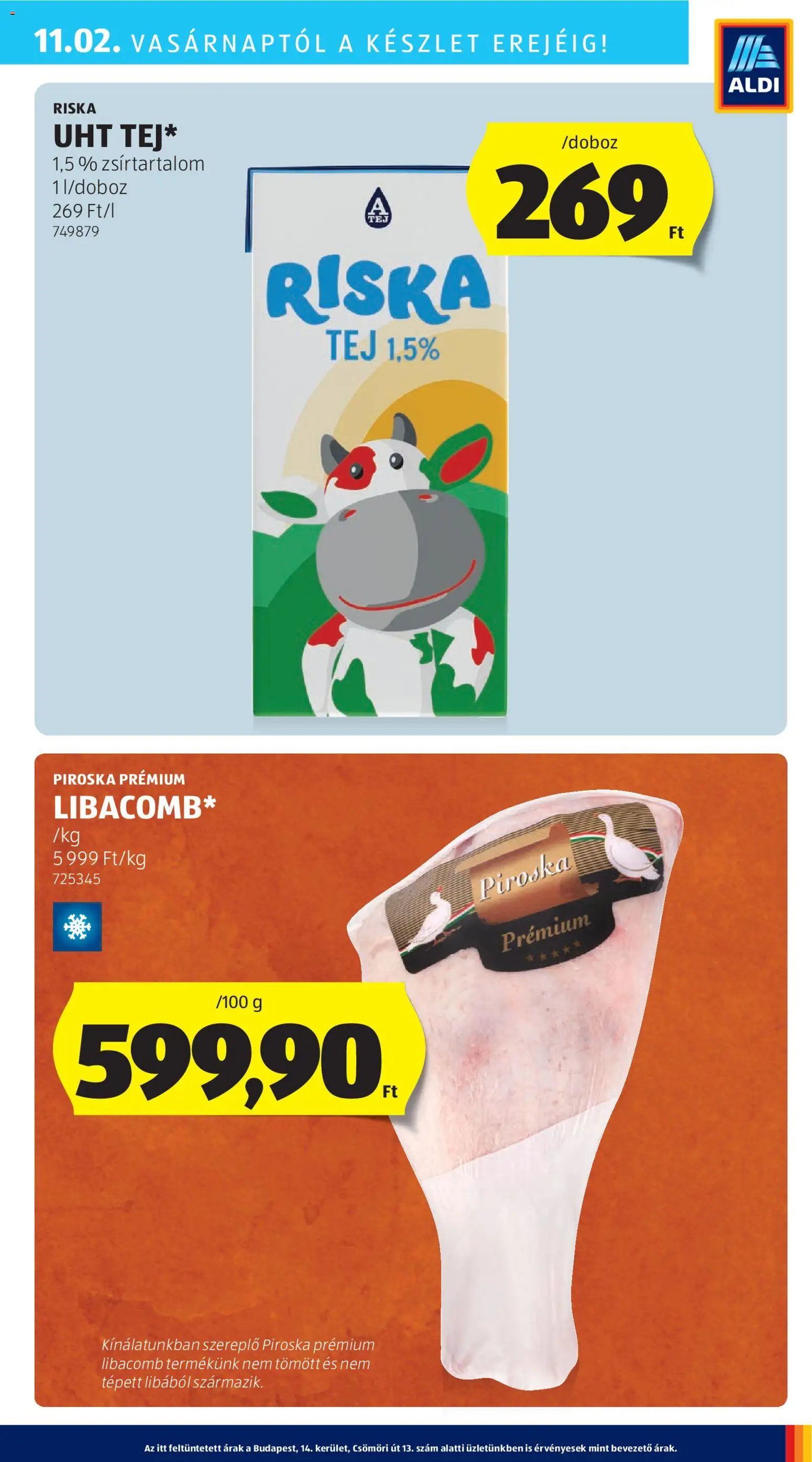 Aldi akciós ujság - amely érvényes a következő dátumtól: 30.10.2025 | Oldal: 5 | Termékek: Libacomb, Tej