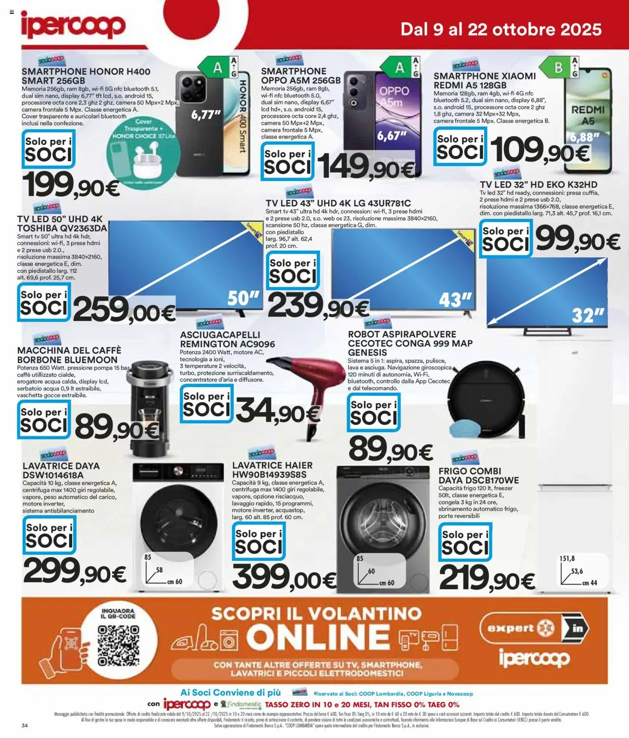 Volantino Ipercoop del 09.10.2025 | Pagina: 34 | Prodotti: Xiaomi, Centrifuga, Lavatrice, Navigazione