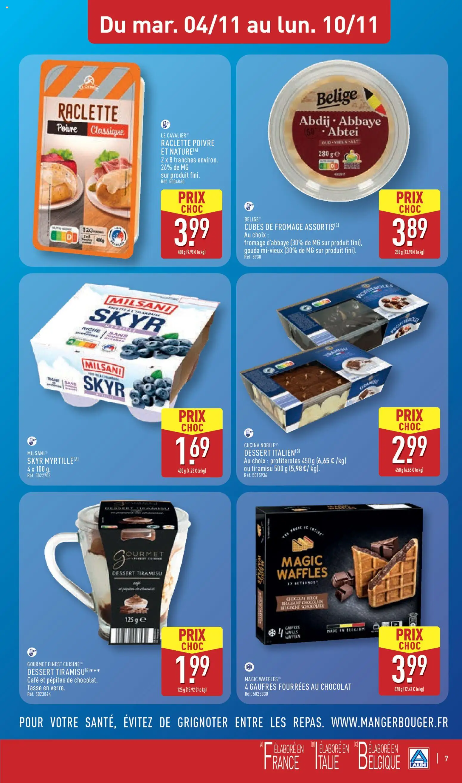 {H1} | Page: 10 | Produits: Raclette, Café, Chocolat, Gaufres