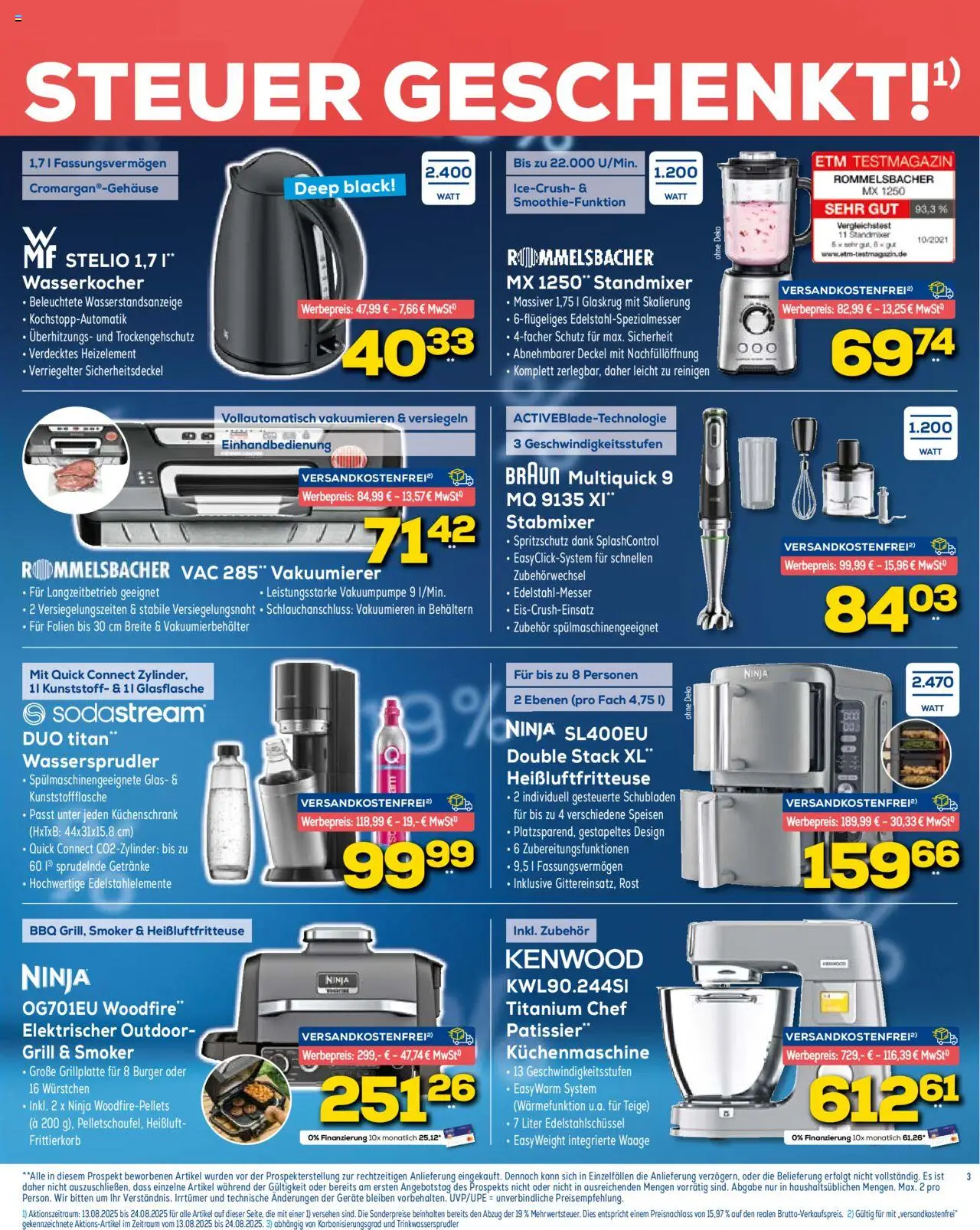 Euronics Prospekt 	 - gültig ab dem 13.08.2025 | Seite: 3 | Produkte: Grill, Wasserkocher, Burger, Heißluftfritteuse