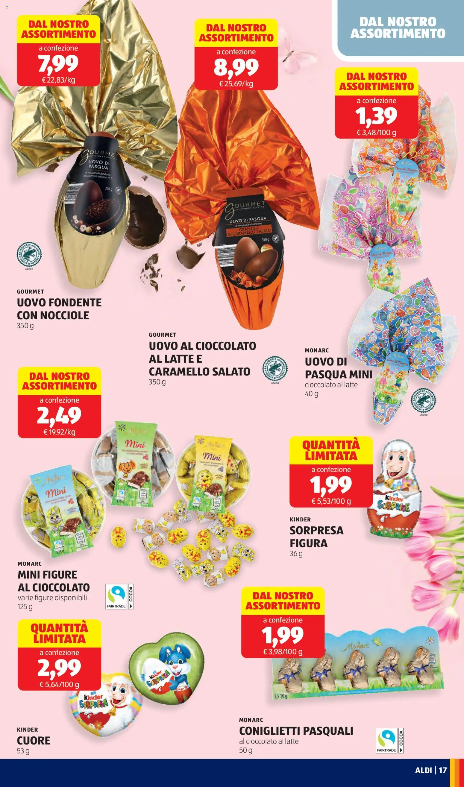 Volantino Aldi del 23.02.2026 | Pagina: 17 | Prodotti: Cioccolato, Latte, Nocciole, Uovo di pasqua