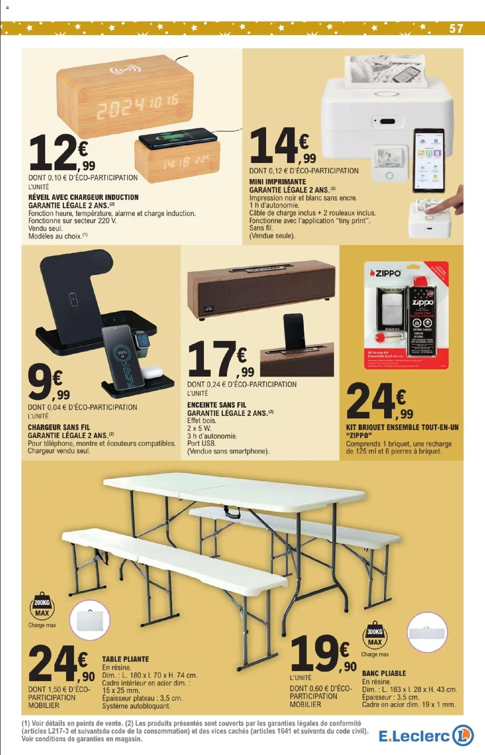 {H1} | Page: 57 | Produits: Montre, Imprimante, Enceinte, Cadre