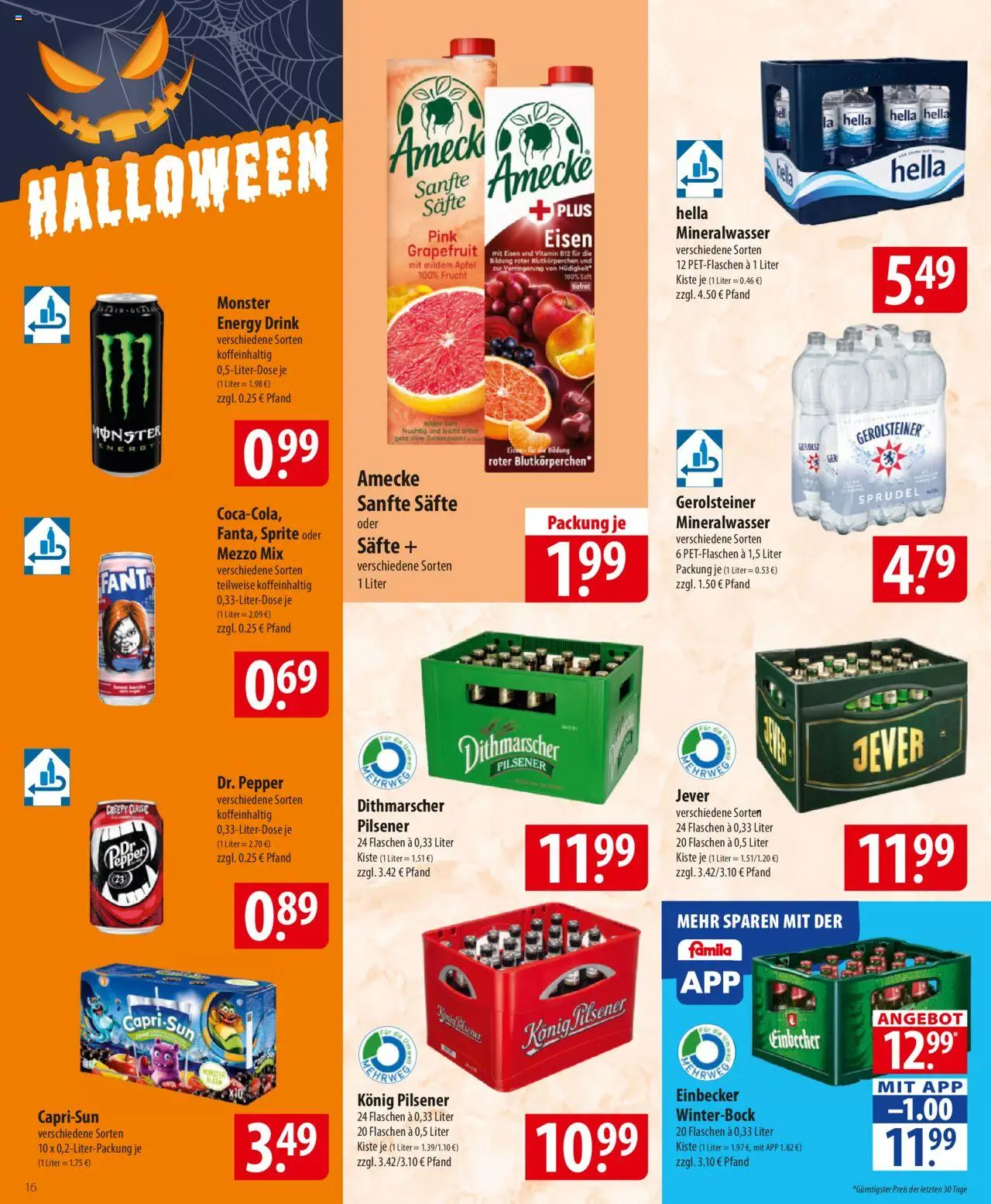Famila Prospekt 	 – gültig ab 27.10.2025 | Seite: 16 | Produkte: Sprite, Äpfel, Mineralwasser, Grapefruit