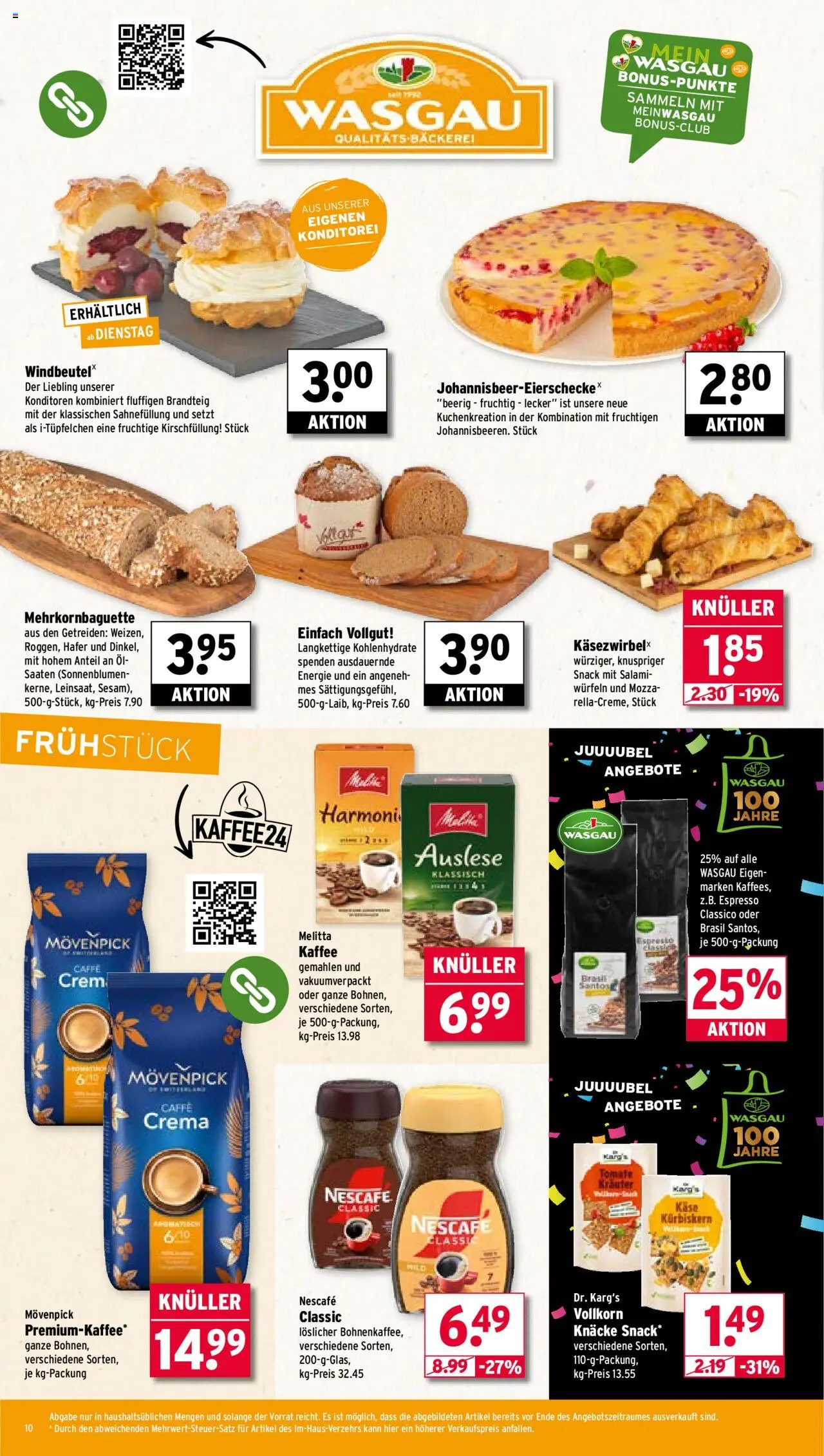 Wasgau Prospekt 	 - gültig ab dem 25.08.2025 | Seite: 10 | Produkte: Käse, Kaffee, Movenpick kaffee, Salami