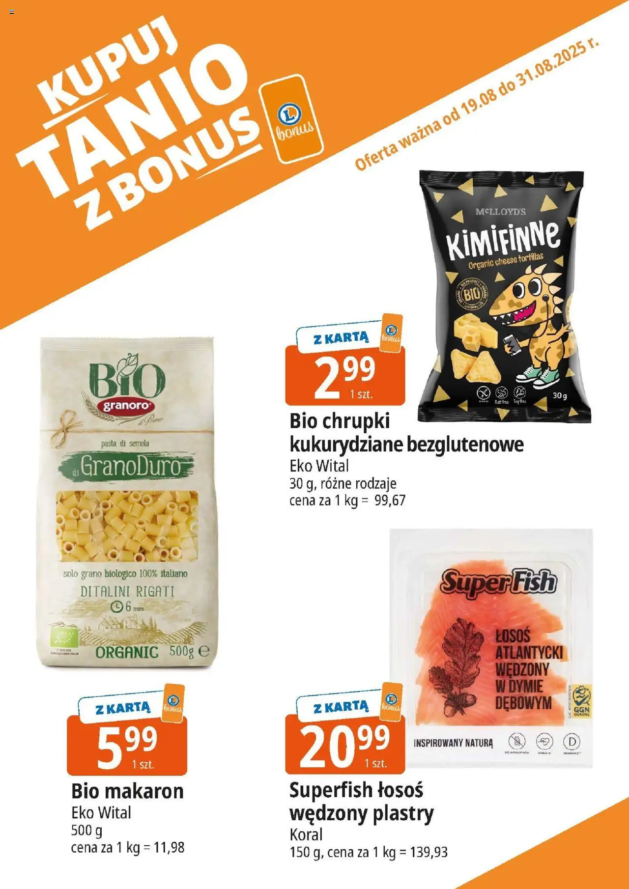 E.Leclerc Gazetka - Kupony dodatkowe od 19.08.2025 | Strona: 10 | Produkty: Karta, Chrupki, Łosoś, Makaron