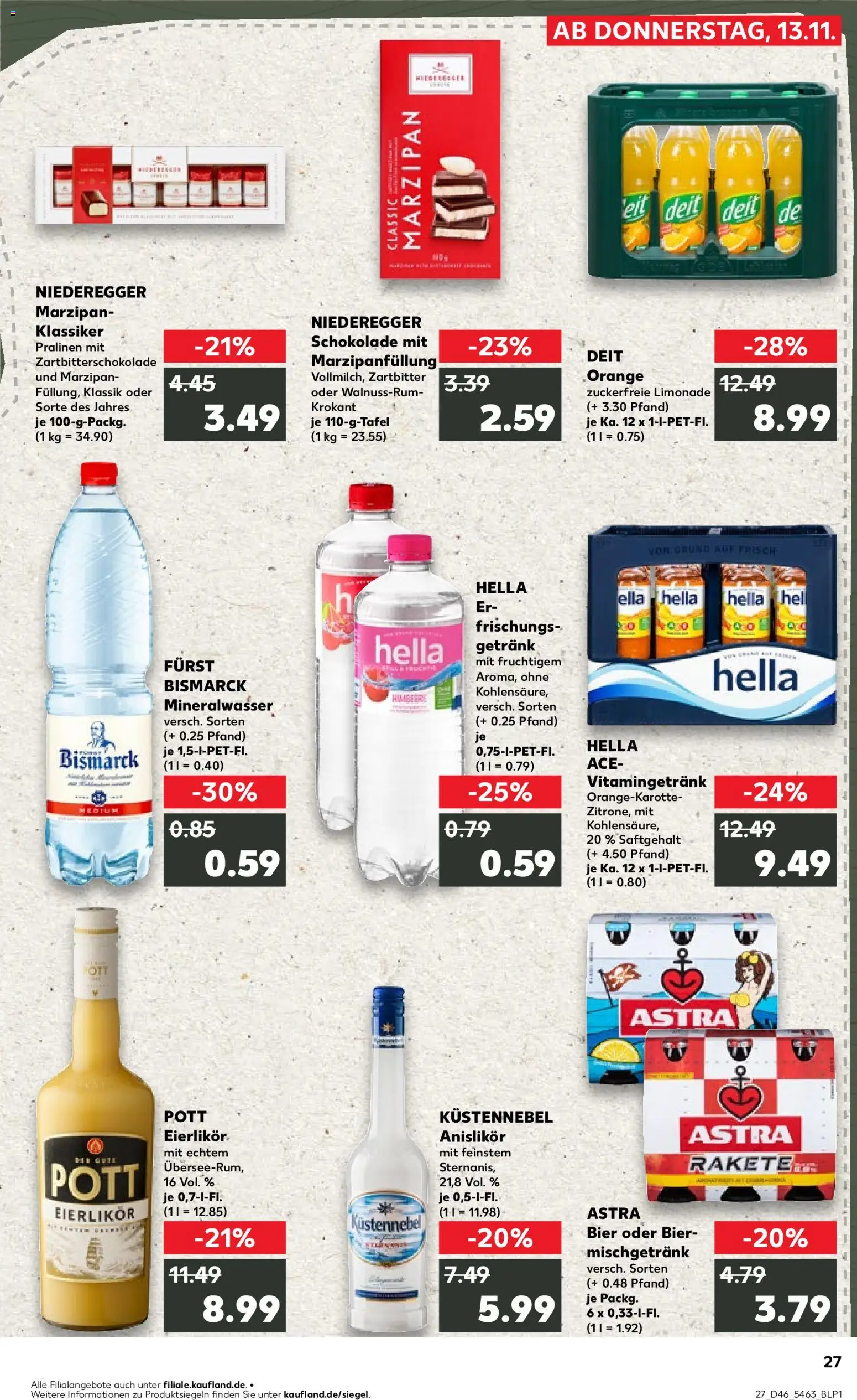 Kaufland prospekt Kiel	 – gültig ab 13.11.2025 | Seite: 27 | Produkte: Schokolade, Astra, Hella, Himbeere