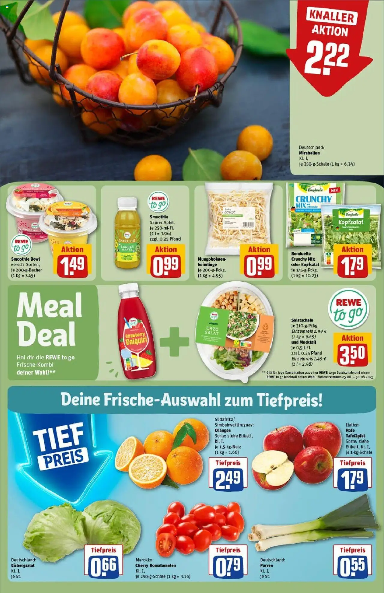 Rewe prospekt Elsterwerda	 - gültig ab dem 24.08.2025 | Seite: 6 | Produkte: Äpfel, Orangen, Eisbergsalat, Salat
