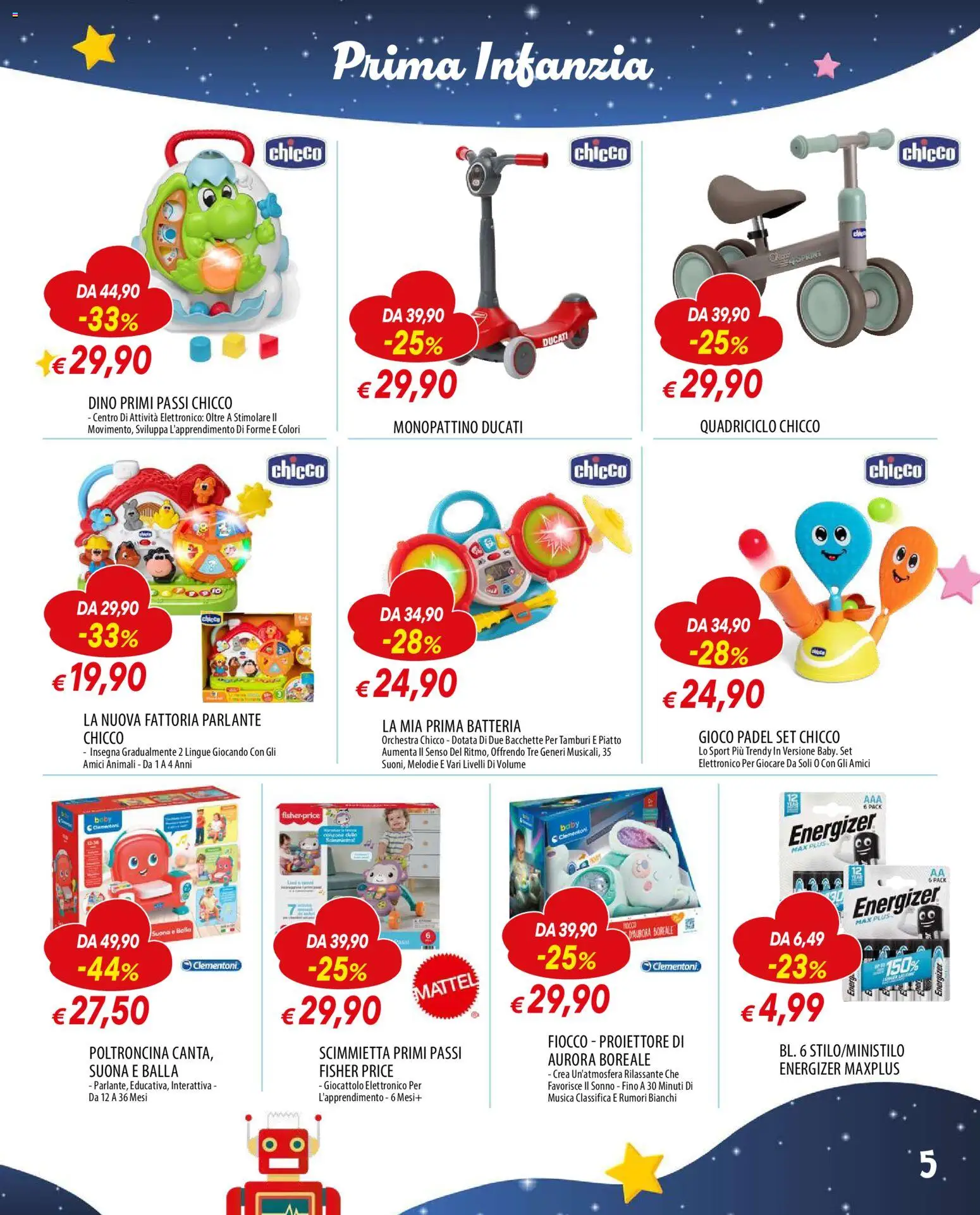 Volantino Galassia del 24.11.2025 | Pagina: 5 | Prodotti: Monopattino, Gioco, Piatto, Batteria