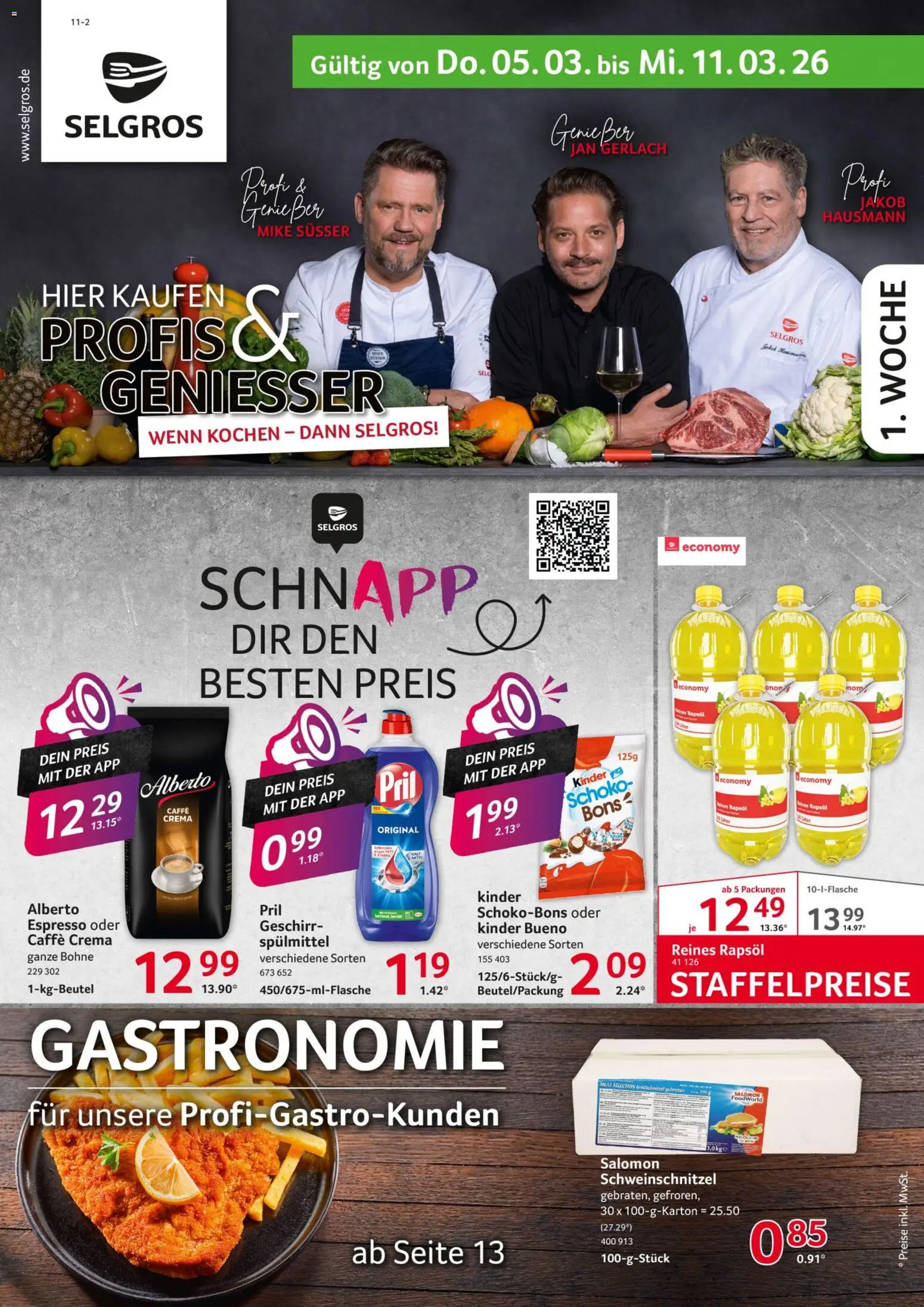 Selgros Prospekt 	 – gültig ab 05.03.2026 | Seite: 1 | Produkte: Rapsöl, Kinder bueno, Pril