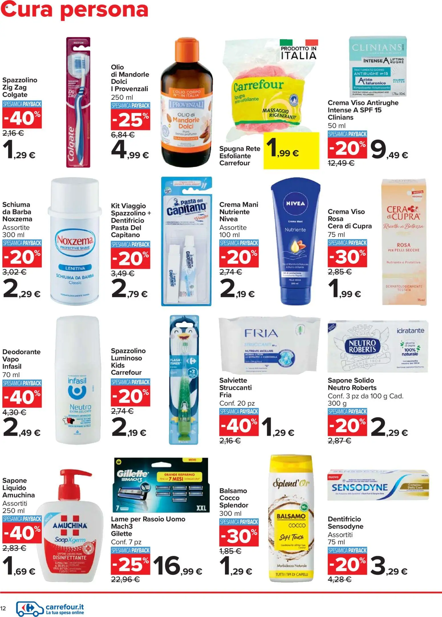 Volantino Carrefour del 27.12.2025 | Pagina: 12 | Prodotti: Spazzolino, Crema viso, Olio, Pasta