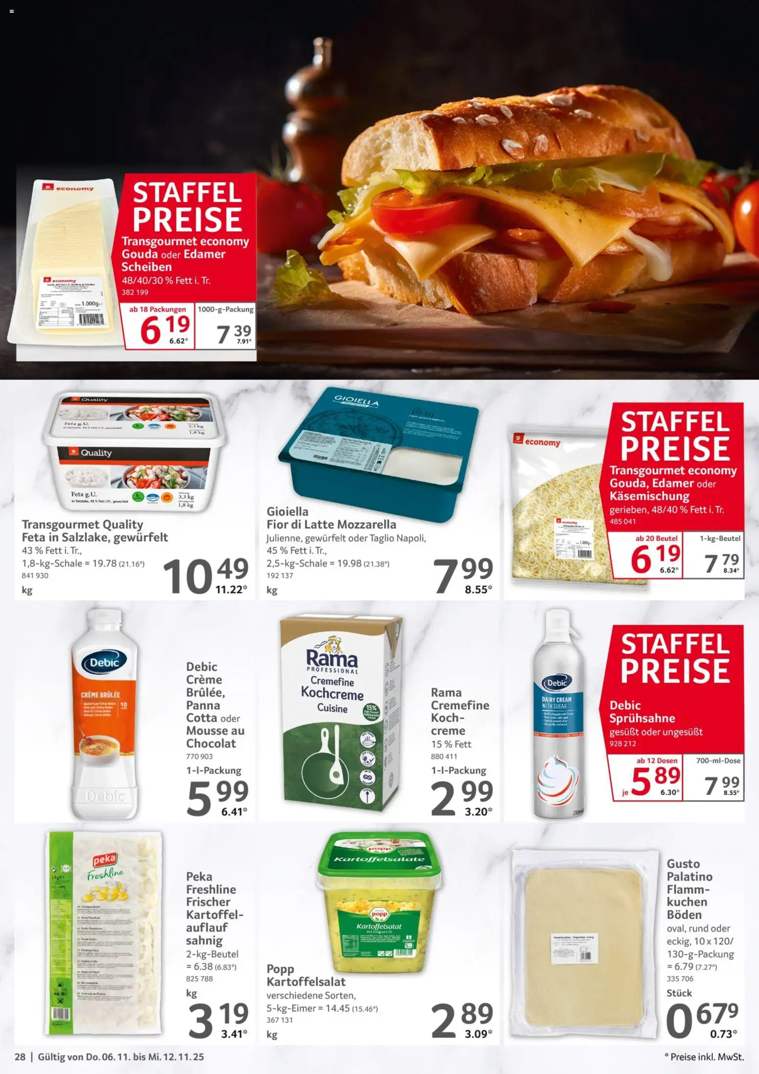 Selgros Prospekt 	 – gültig ab 06.11.2025 | Seite: 28 | Produkte: Feta, Creme, Creme brulee, Kuchen