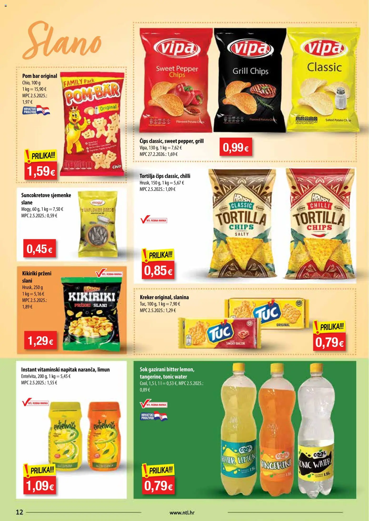 NTL katalog | vrijedi od 08.04.2026 | Stranica: 12 | Proizvodi: Čips, Kikiriki, Tonic, Limun