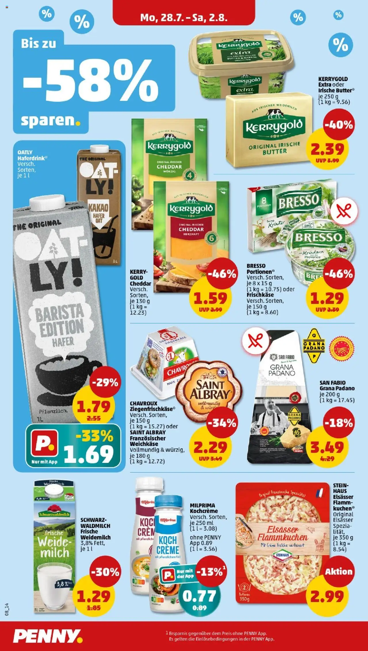 Penny -  Baden-Württemberg - gültig ab dem 28.07.2025 | Seite: 8 | Produkte: Ziegenkäse, Creme, Haferdrink, Kuchen
