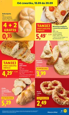 Chleb pełen ziaren, 370 g 1 kg = 11,59 Cena przed obniżką/ cena poza promocją: 4,99/szt., 1 kg = 13,49 * cena za 1 szt. przy zakupie 2 szt. lub wielokrotności 2 szt. od 18.09.2025 | Strona: 27