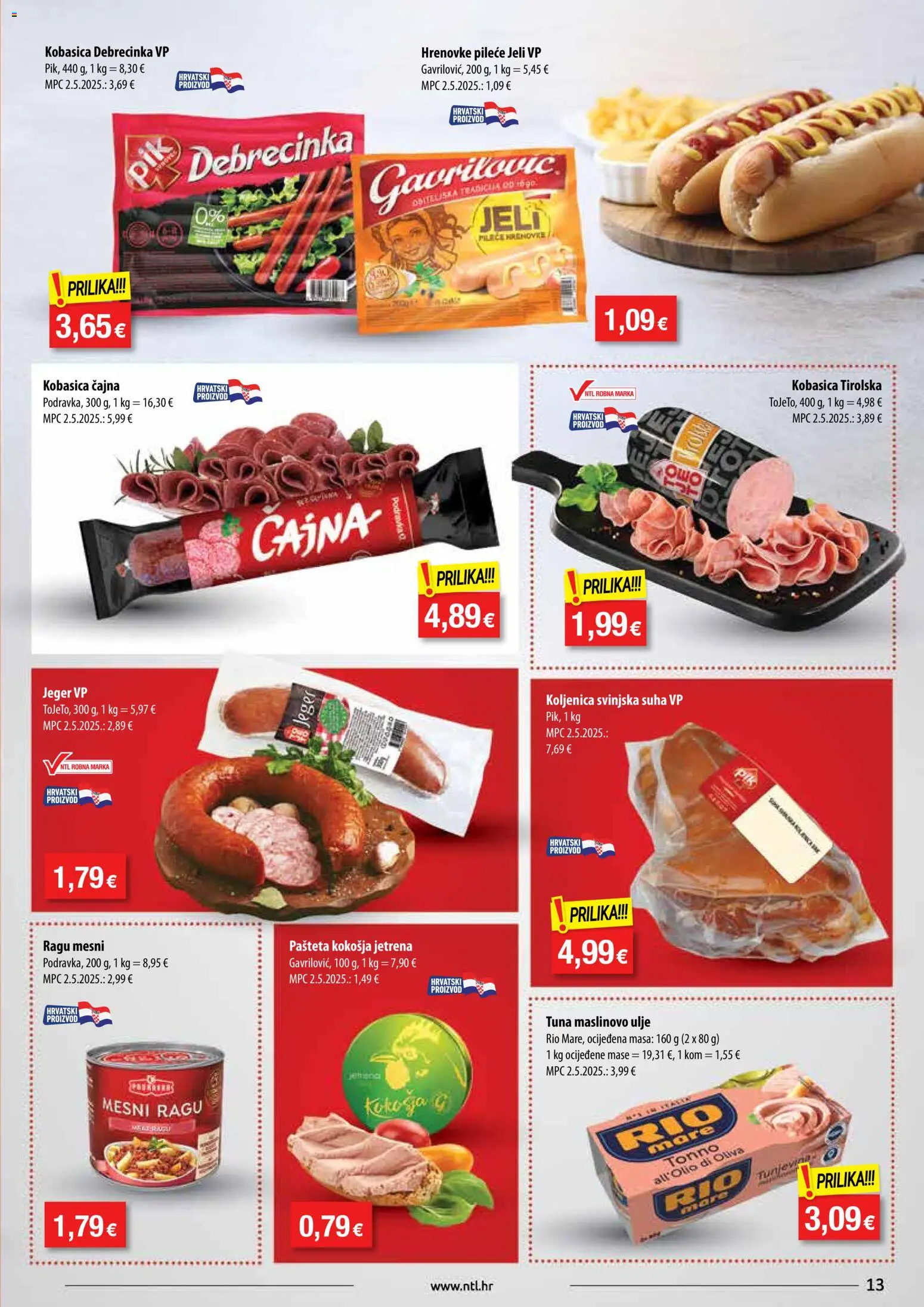 NTL katalog | vrijedi od 19.11.2025 | Stranica: 13 | Proizvodi: Ulje, Hrenovke, Kobasica, Tuna