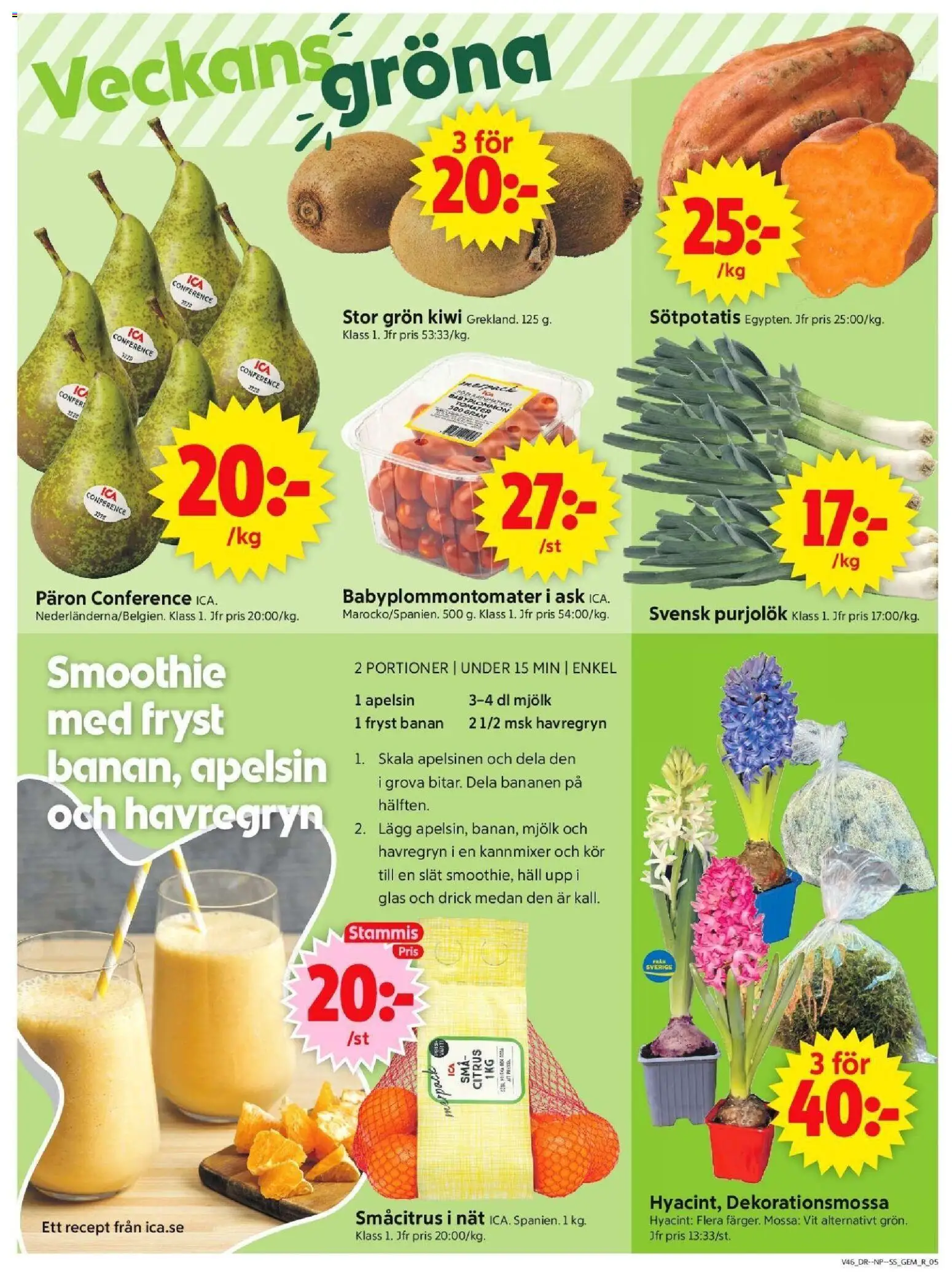 ICA Supermarket reklamblad aktuell från 10.11.2025 | Sida: 5 | Produkter: Mjölk, Mössa, Kiwi, Apelsin